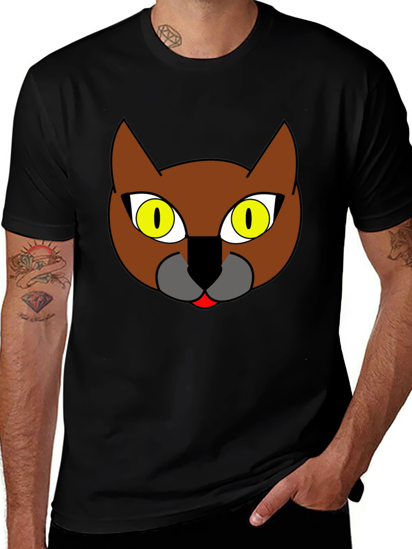 Cool Cat Graphic Print Black T-Shirt