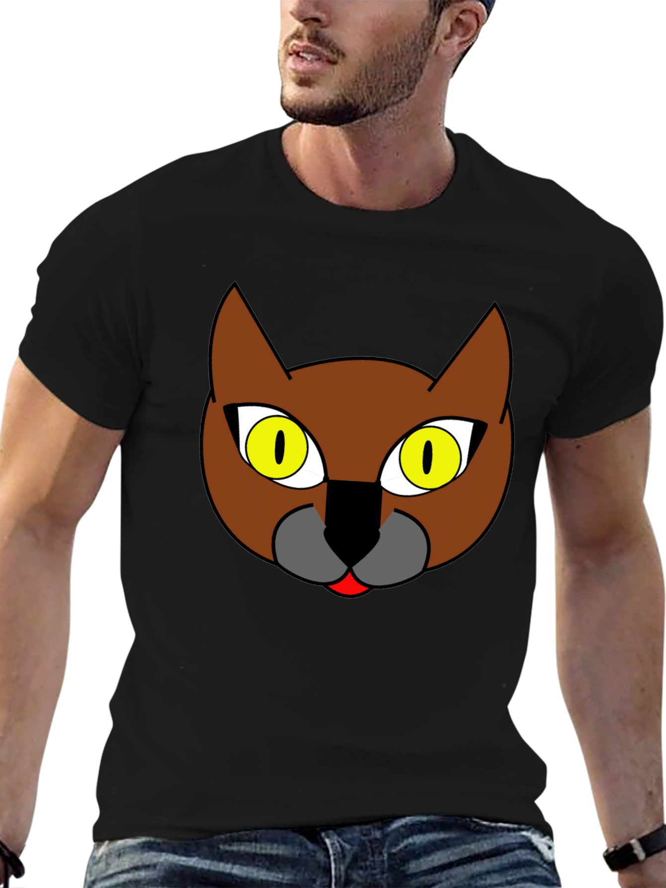 Cool Cat Graphic Print Black T-Shirt