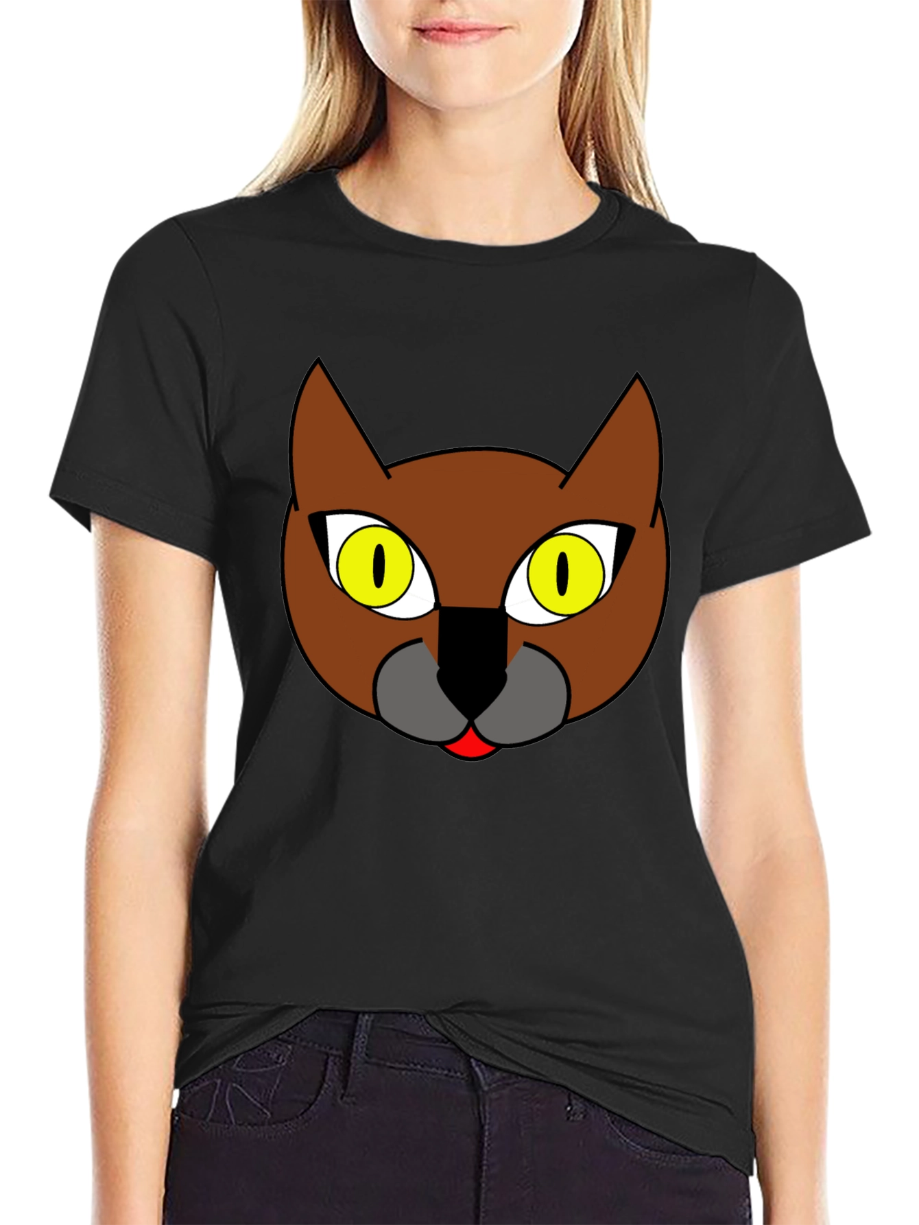 Cool Cat Graphic Print Black T-Shirt