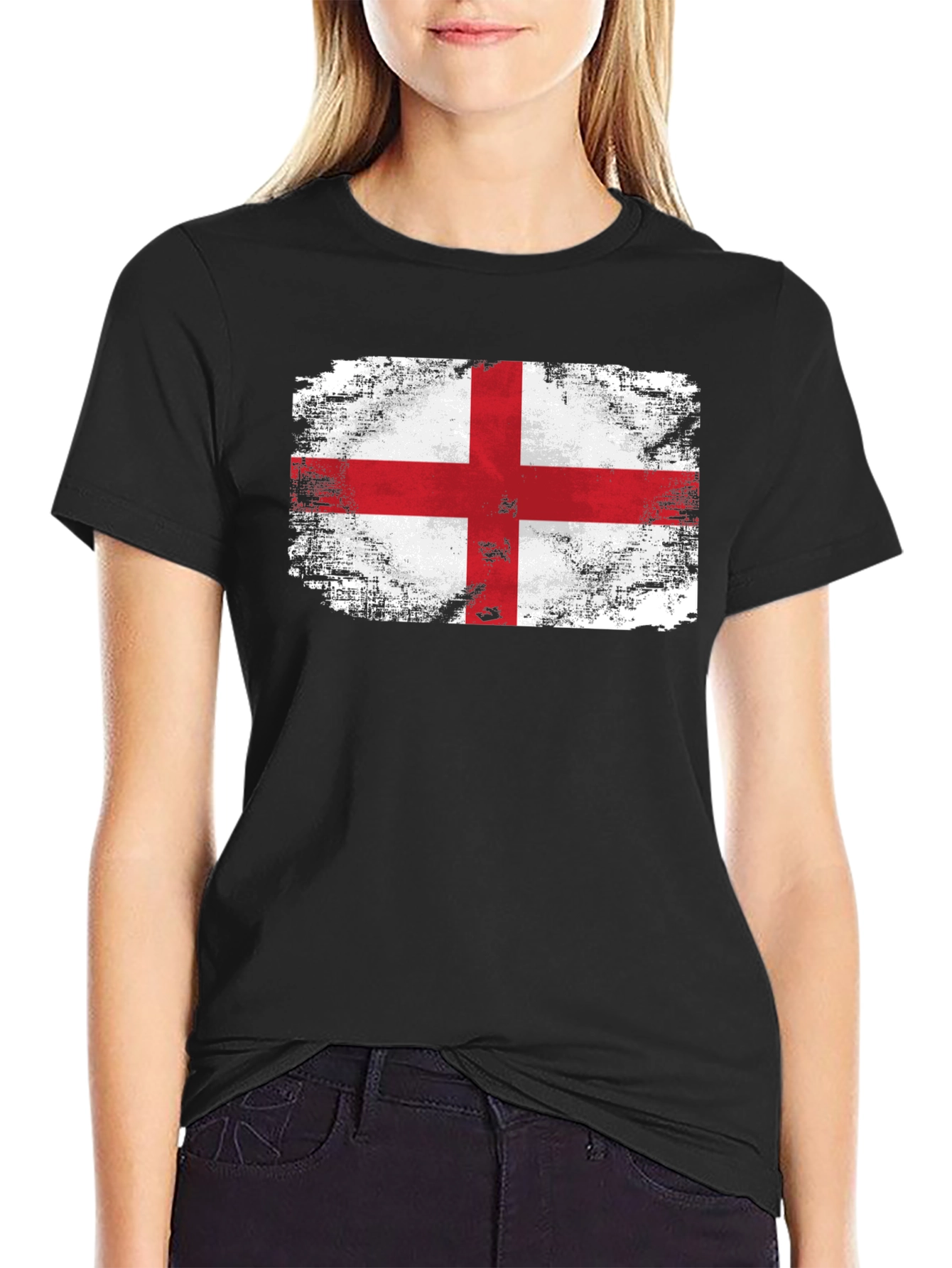 England Flag Graphic T-Shirt - Distressed Look