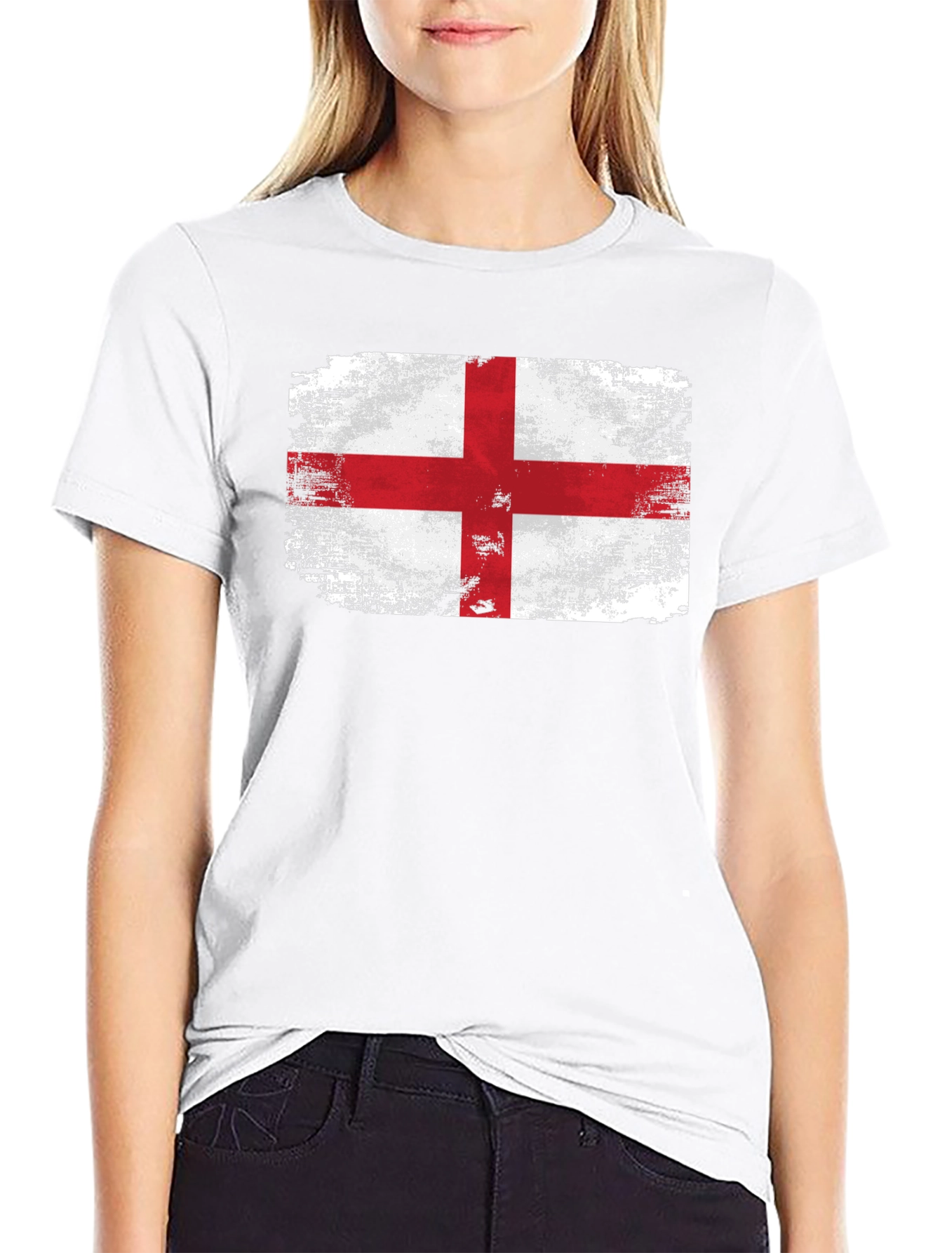 England Flag Graphic T-Shirt - Distressed Look