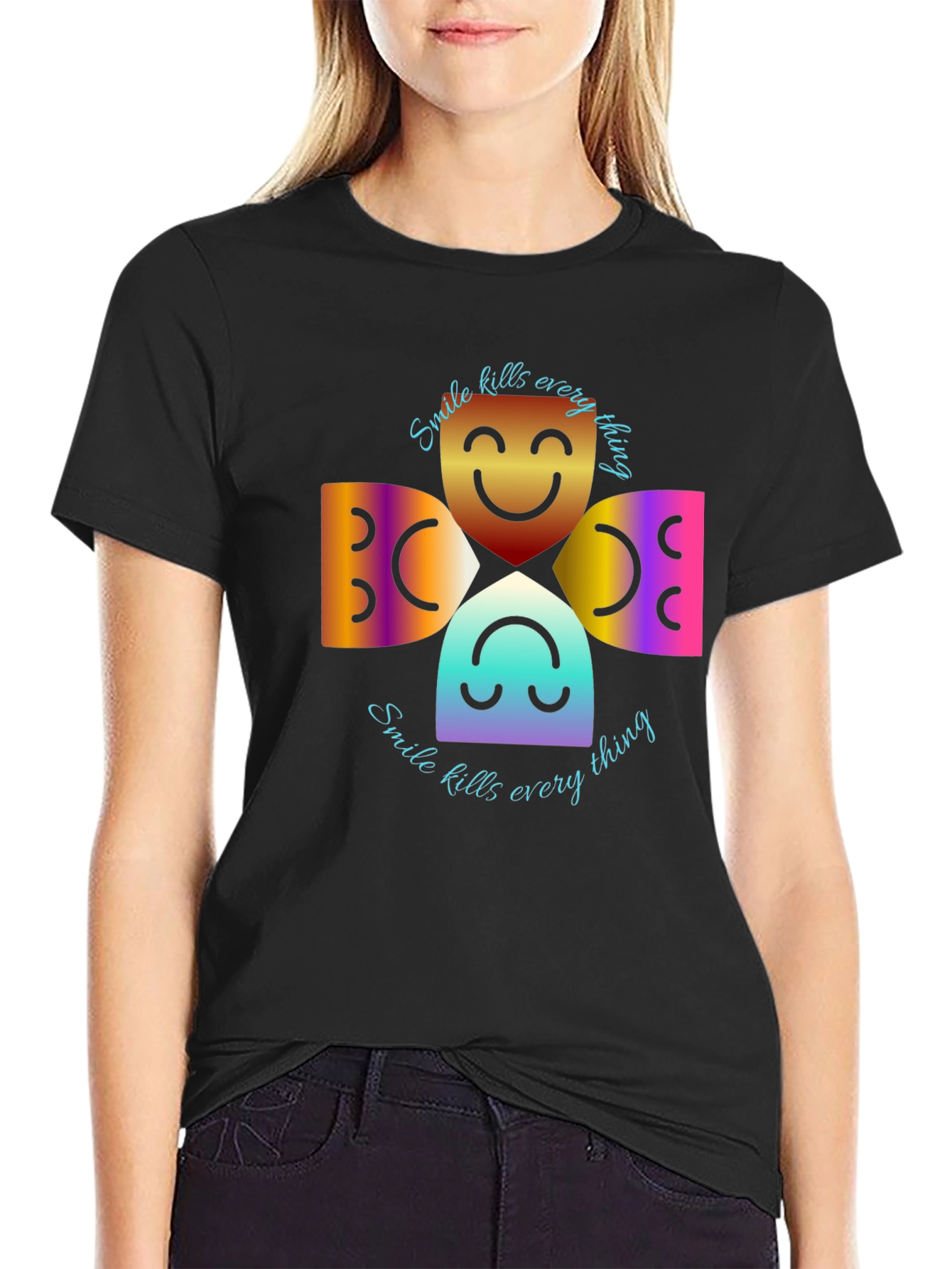 Smile Kills Everything Black Graphic Tee