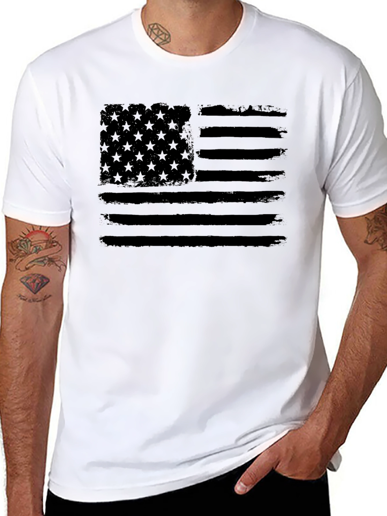 Distressed American Flag Graphic T-Shirt
