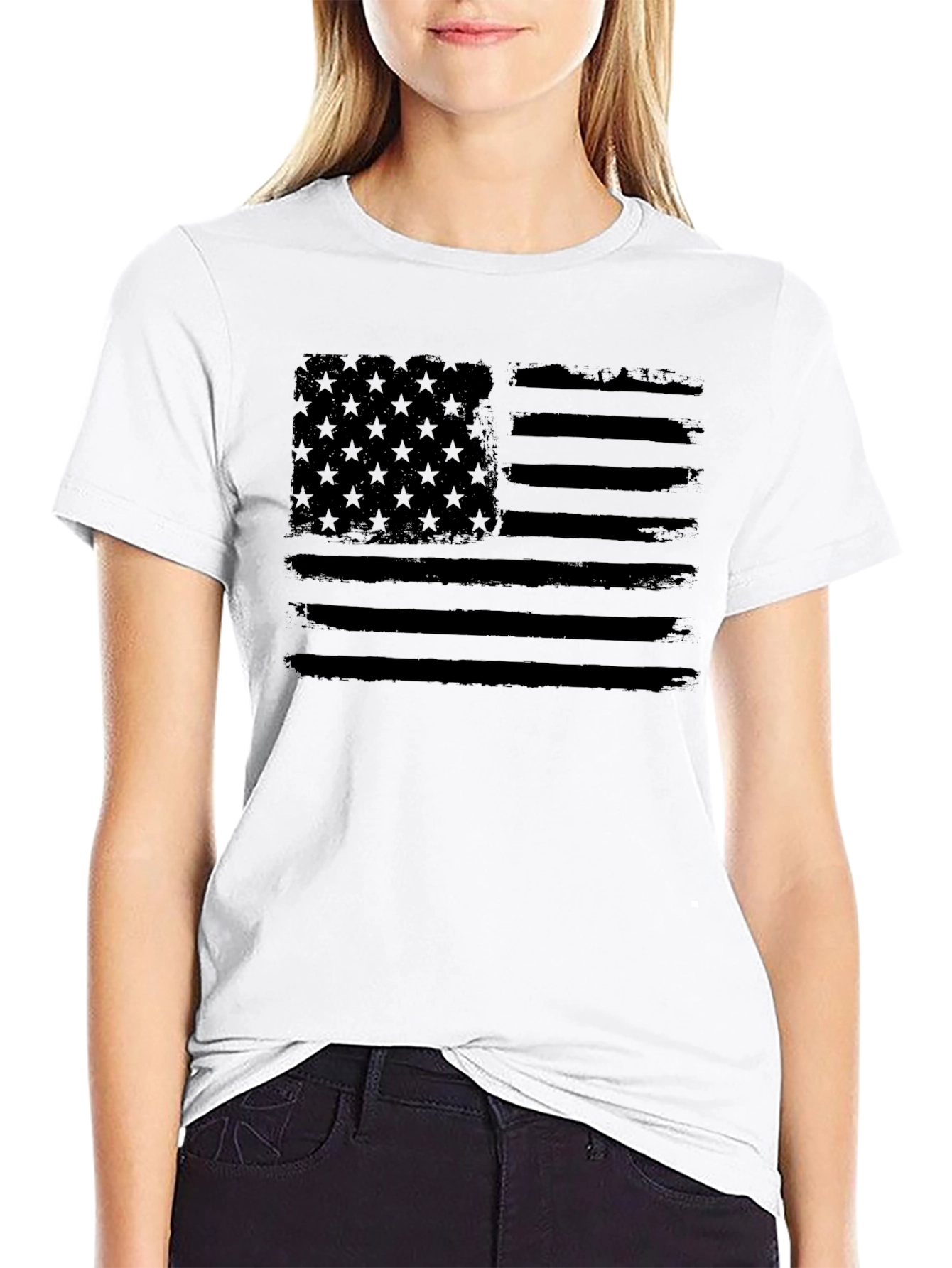 Distressed American Flag Graphic T-Shirt