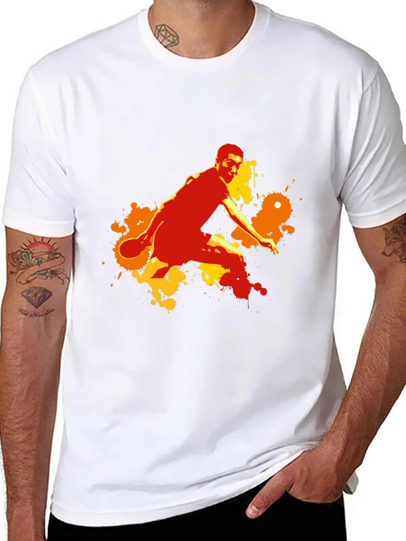 Stylish Graphic Tee - Table Tennis Player Design