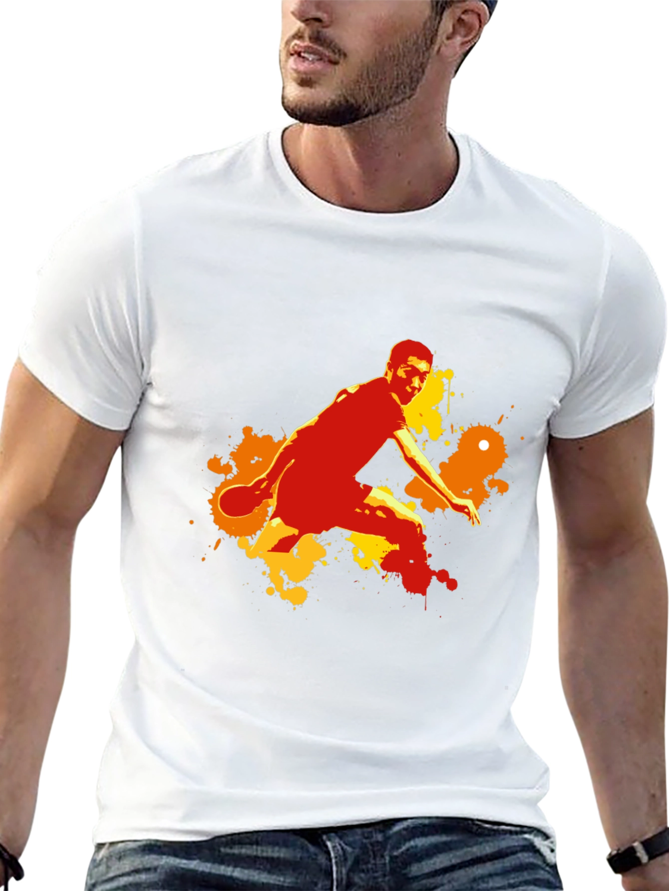 Stylish Graphic Tee - Table Tennis Player Design