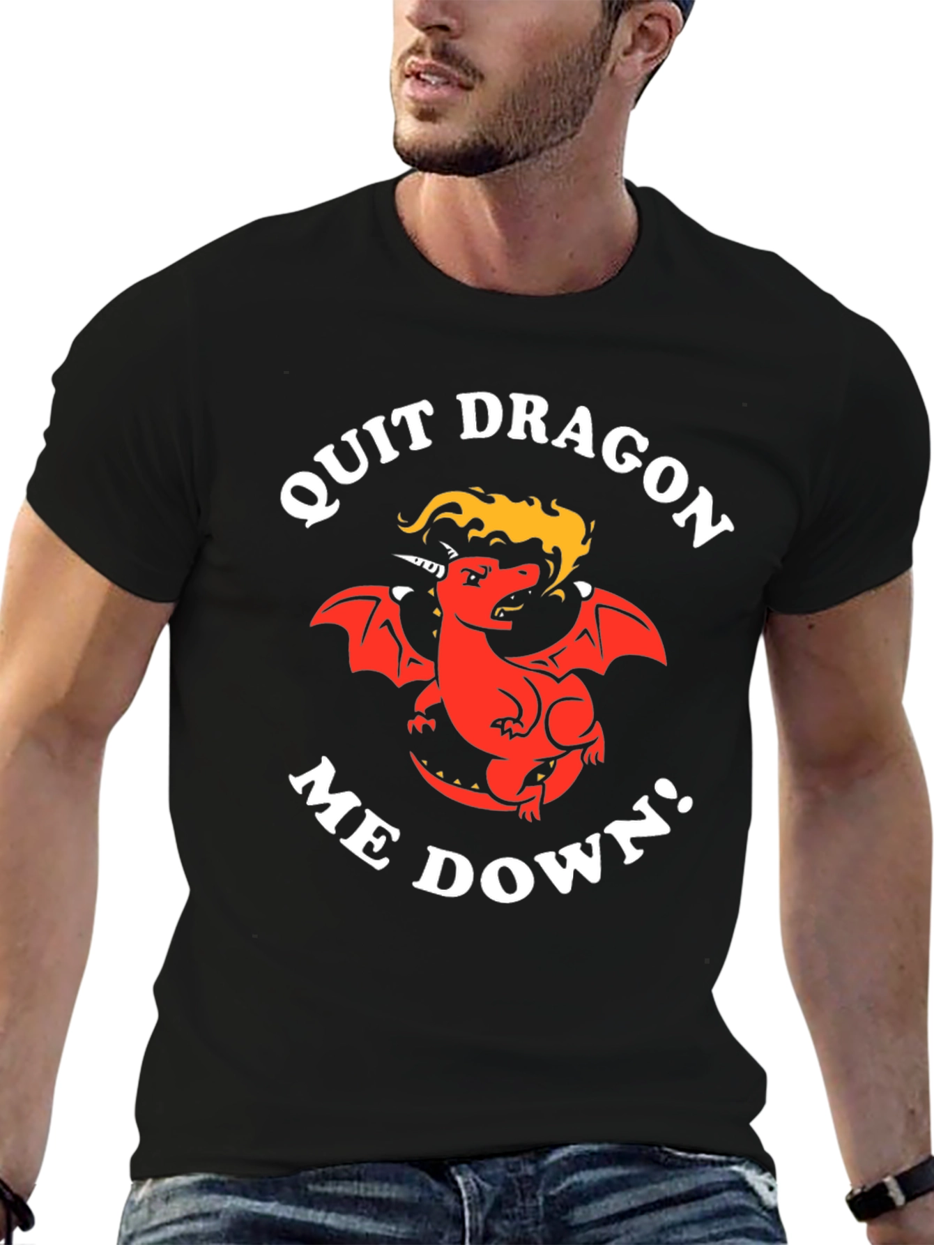Quit Dragon Me Down Black T-Shirt