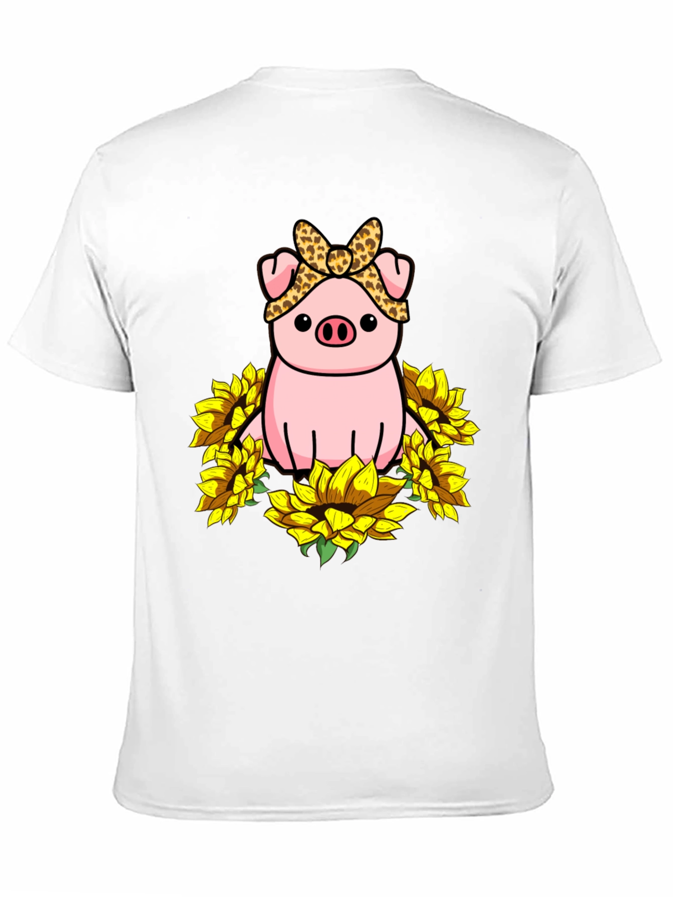 Cute Pig Sunflower Graphic T-Shirt