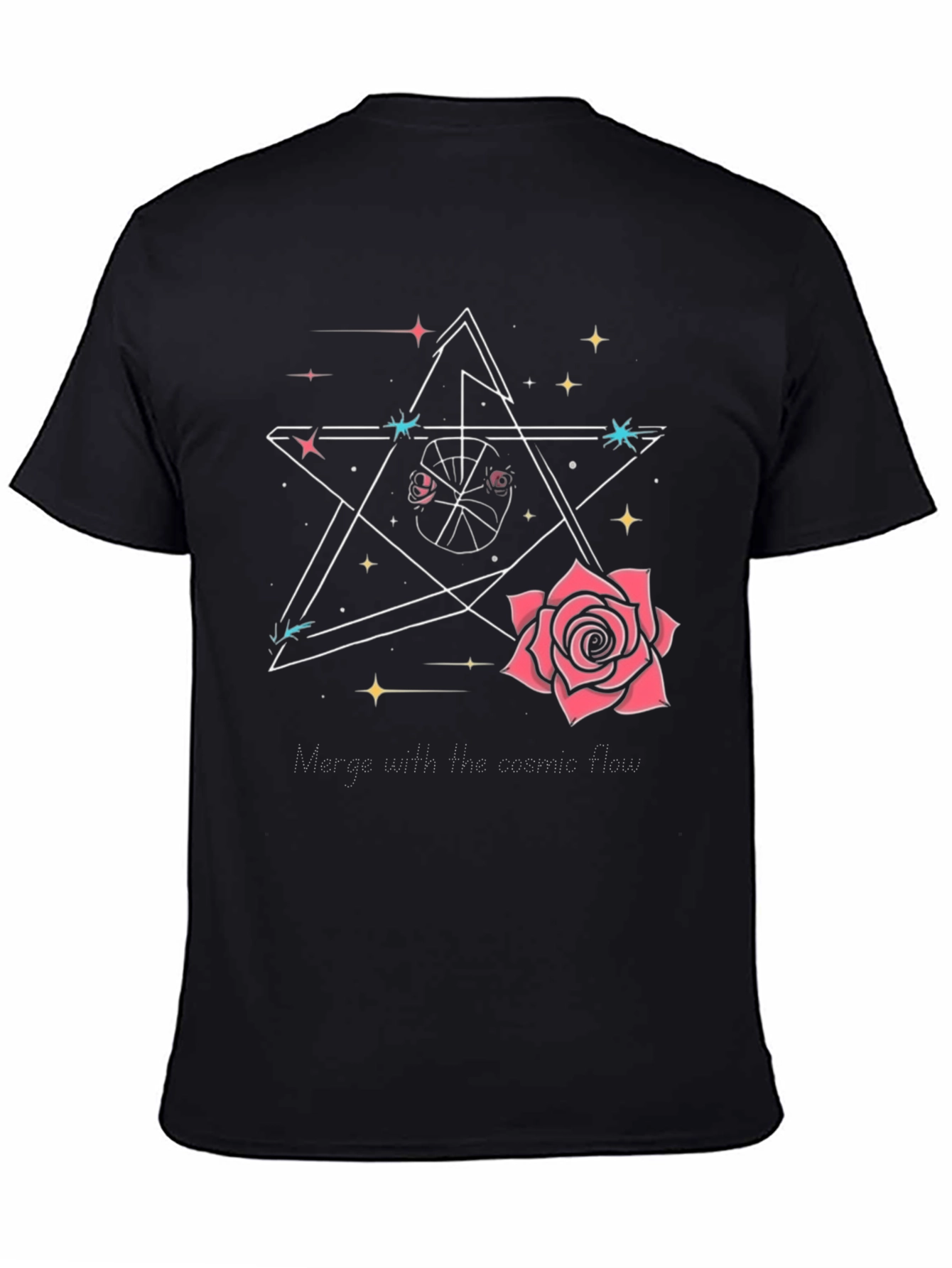 Cosmic Rose Star Black Graphic Tee