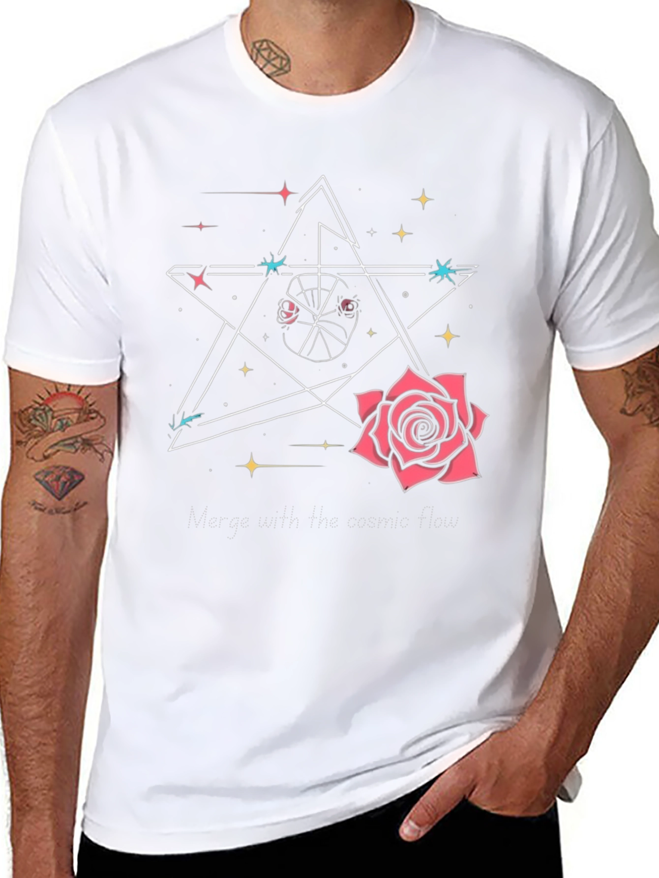 Cosmic Rose Star Black Graphic Tee
