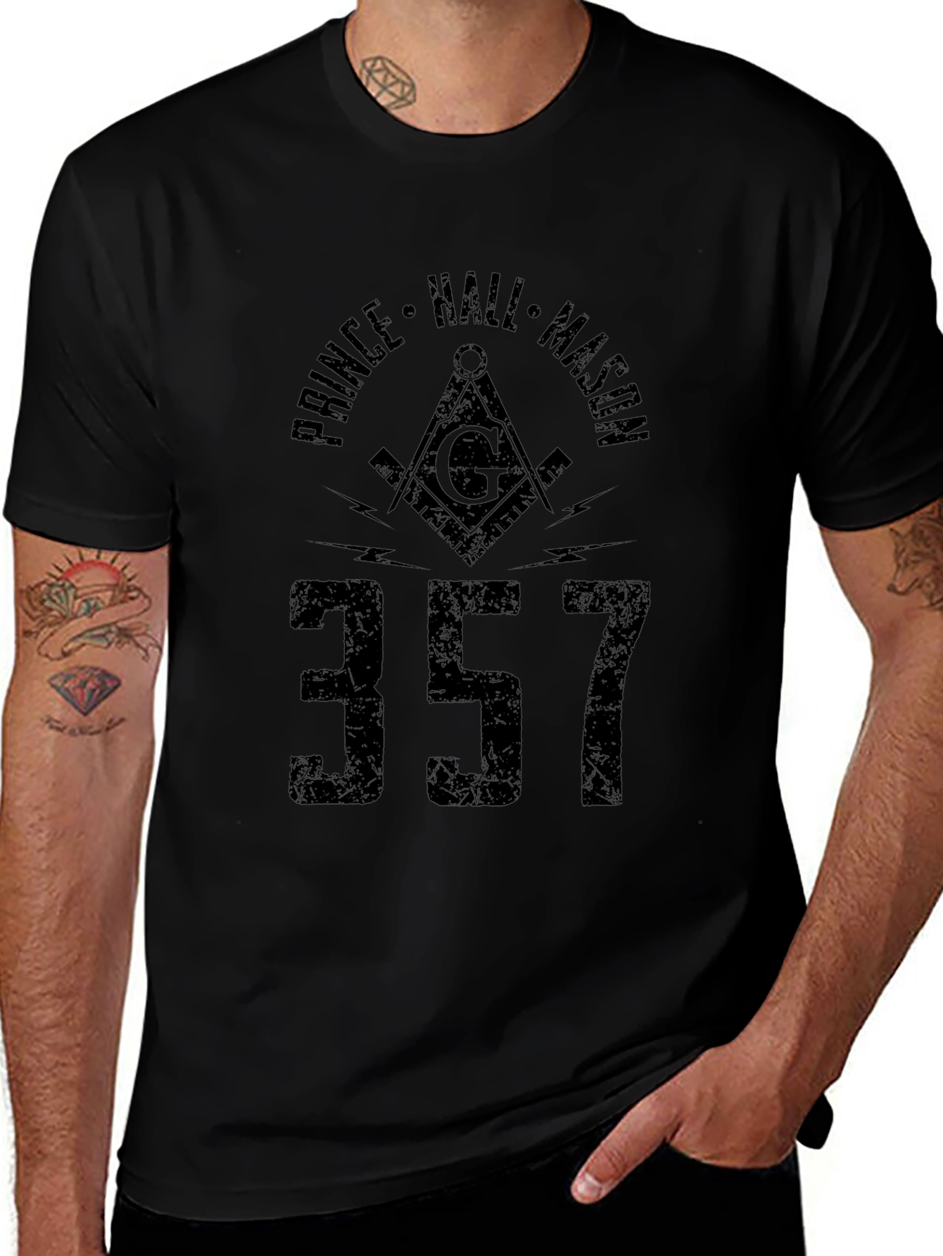 Prince Hall Mason 357 Black T-Shirt