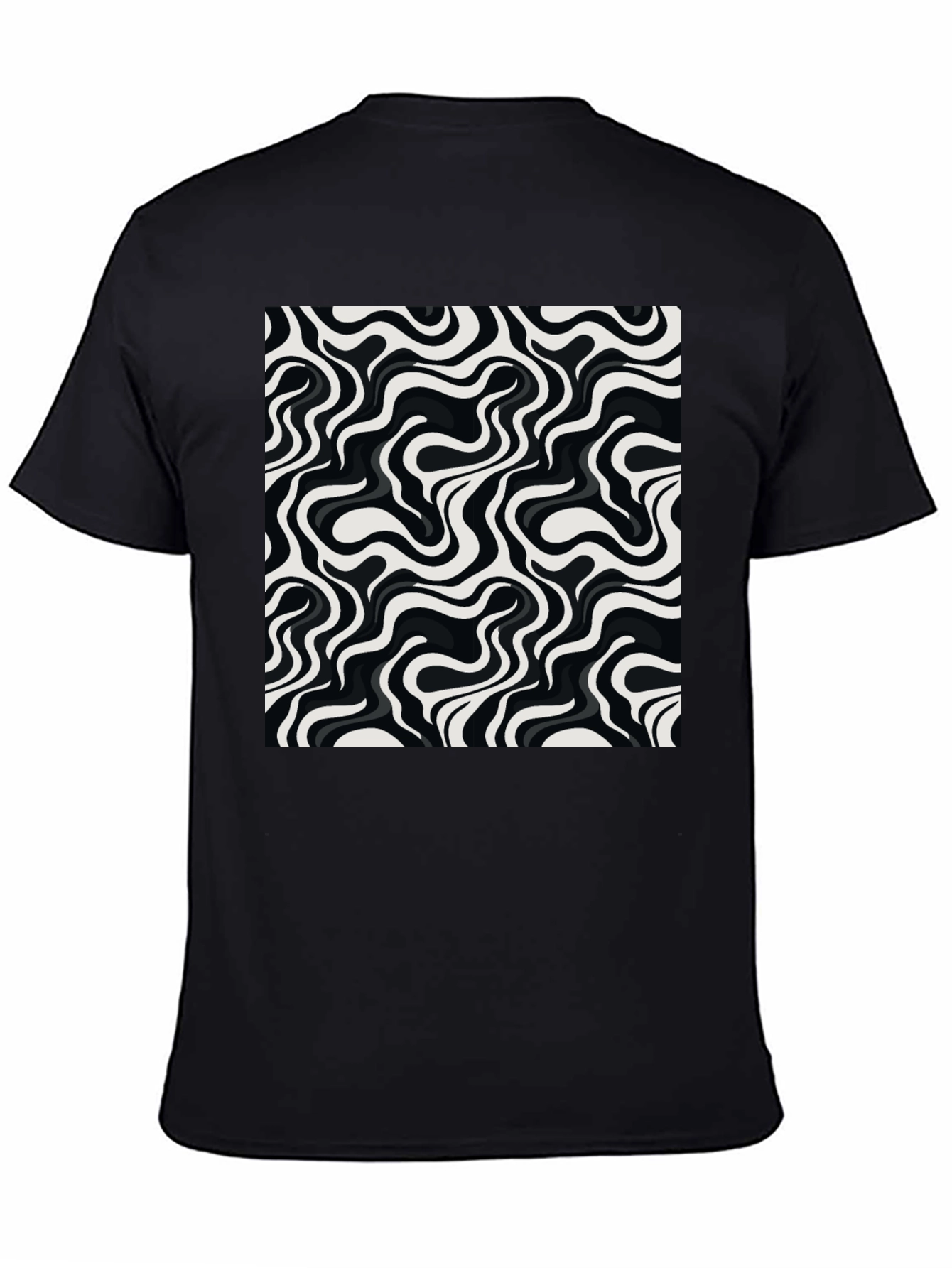 Abstract Wave Pattern Mens Graphic Tee - Black