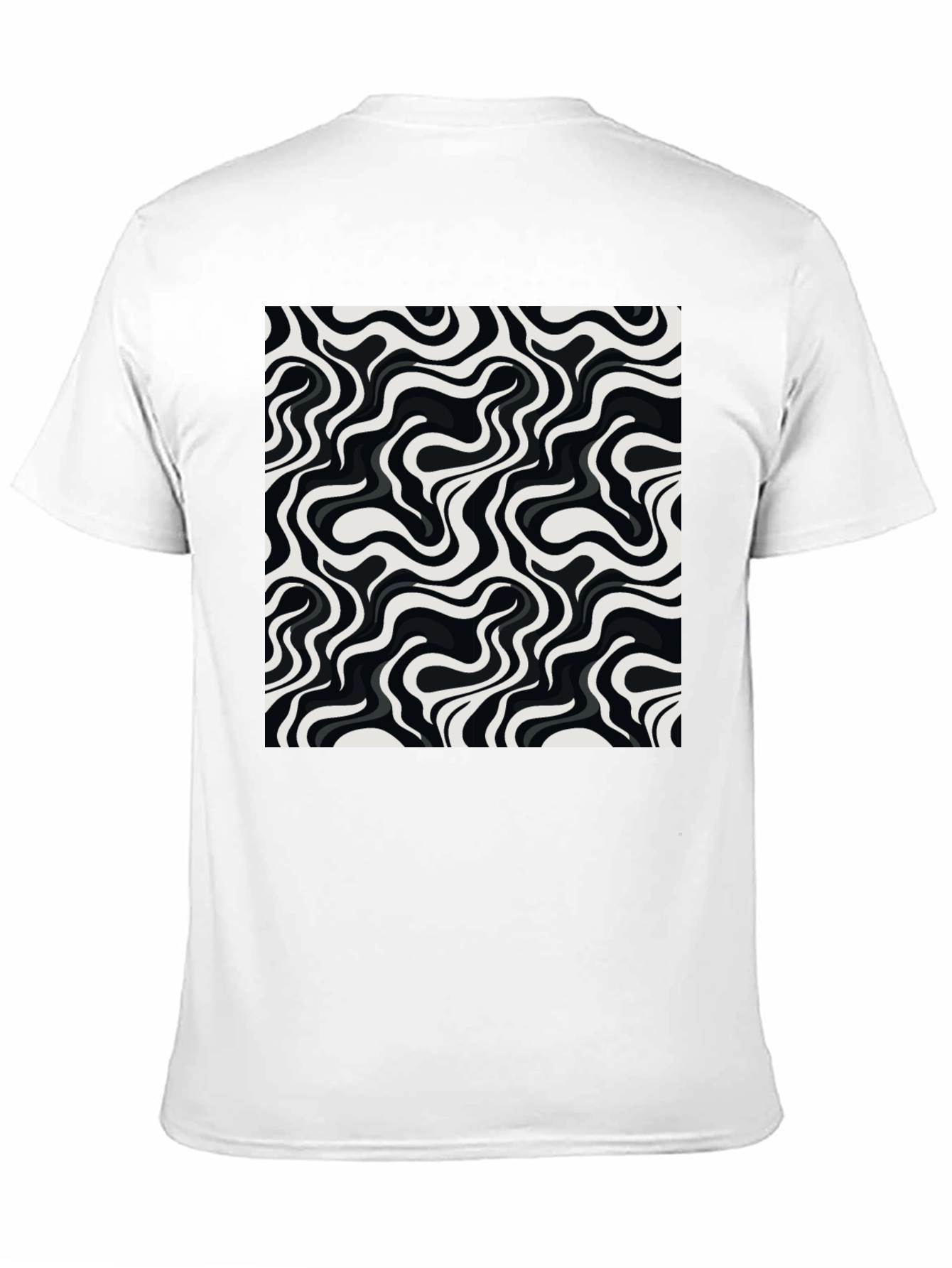 Abstract Wave Pattern Mens Graphic Tee - Black