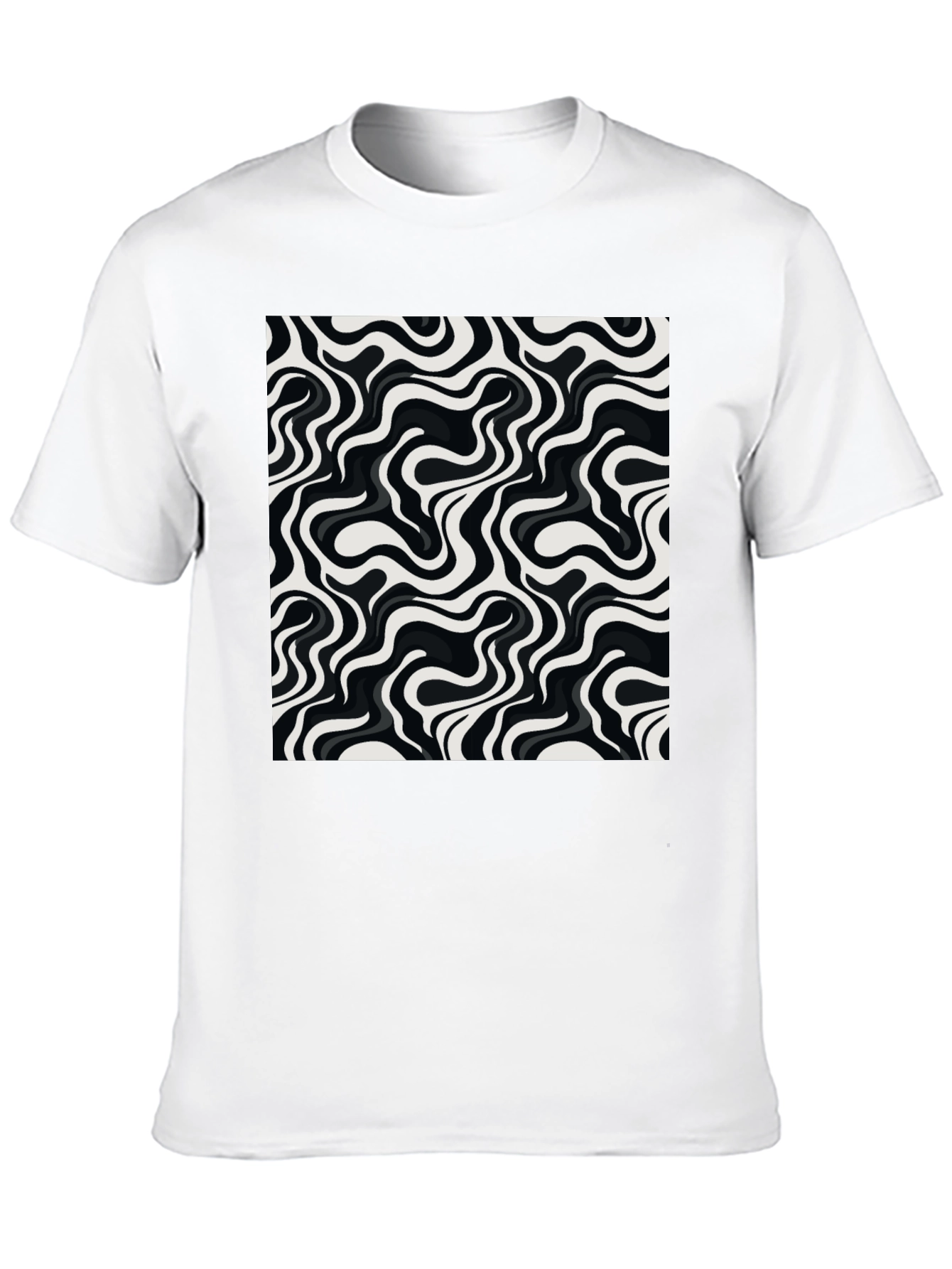 Abstract Wave Pattern Mens Graphic Tee - Black