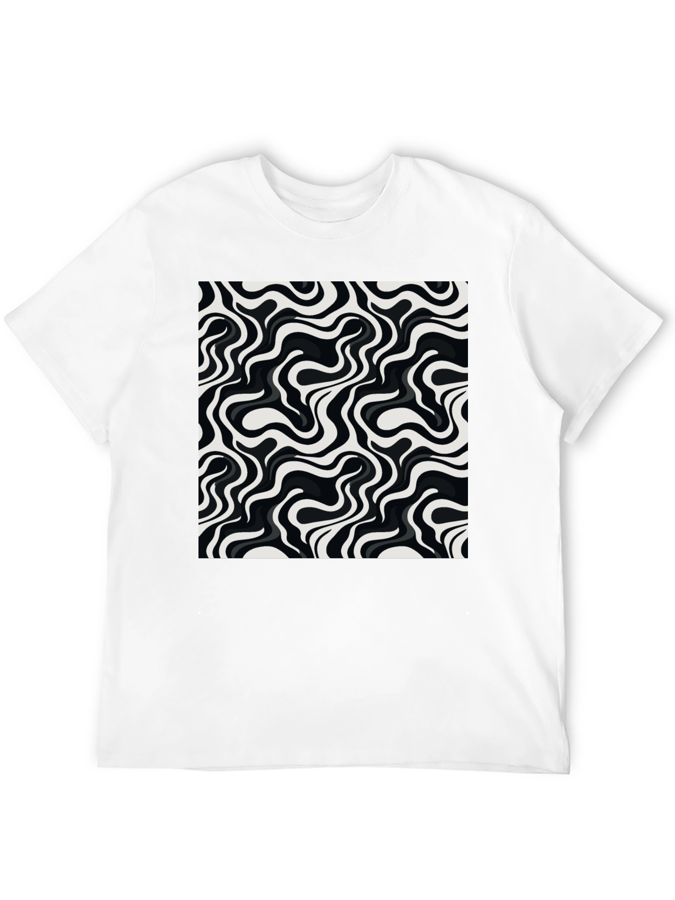 Abstract Wave Pattern Mens Graphic Tee - Black