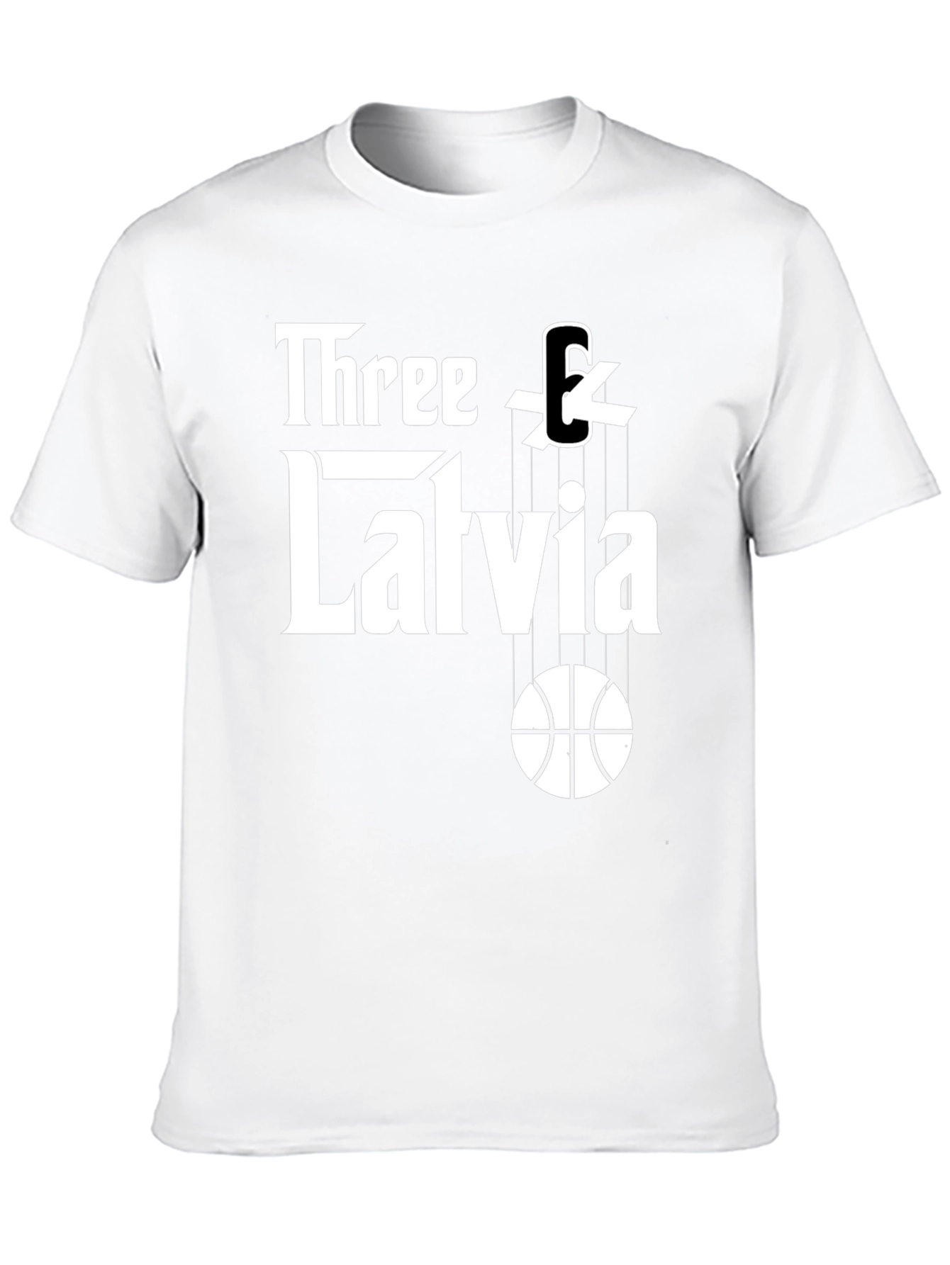 Three & Latvia Basketball Godfather-Style T-Shirt