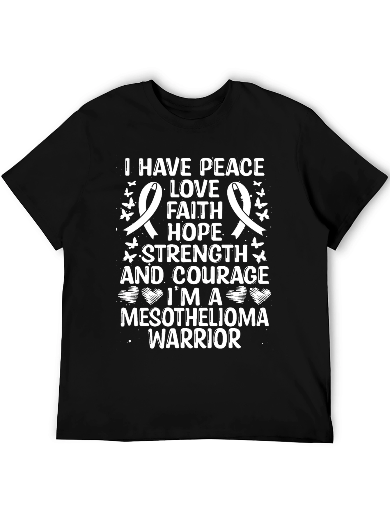 Mesothelioma Warrior Ribbon T-Shirt - Peace Love Hope