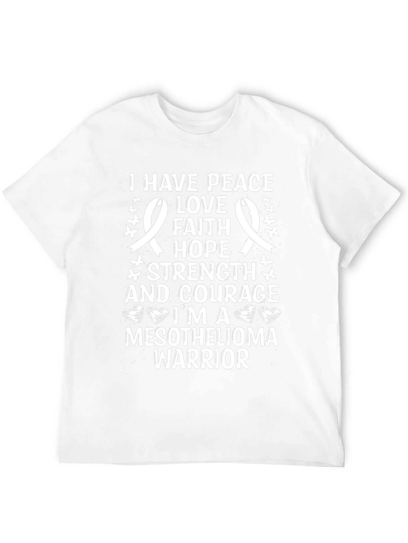 Mesothelioma Warrior Ribbon T-Shirt - Peace Love Hope