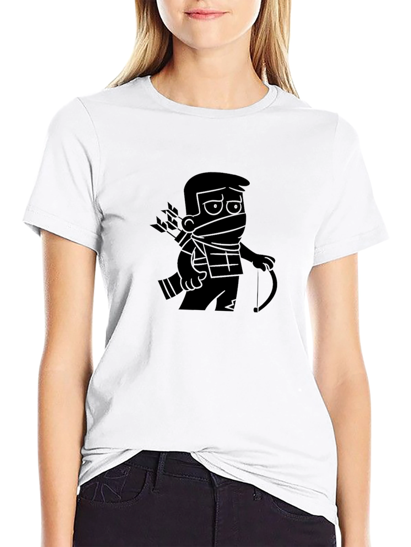 Ninja Archer Graphic Tee - Black Cotton Blend T-Shirt