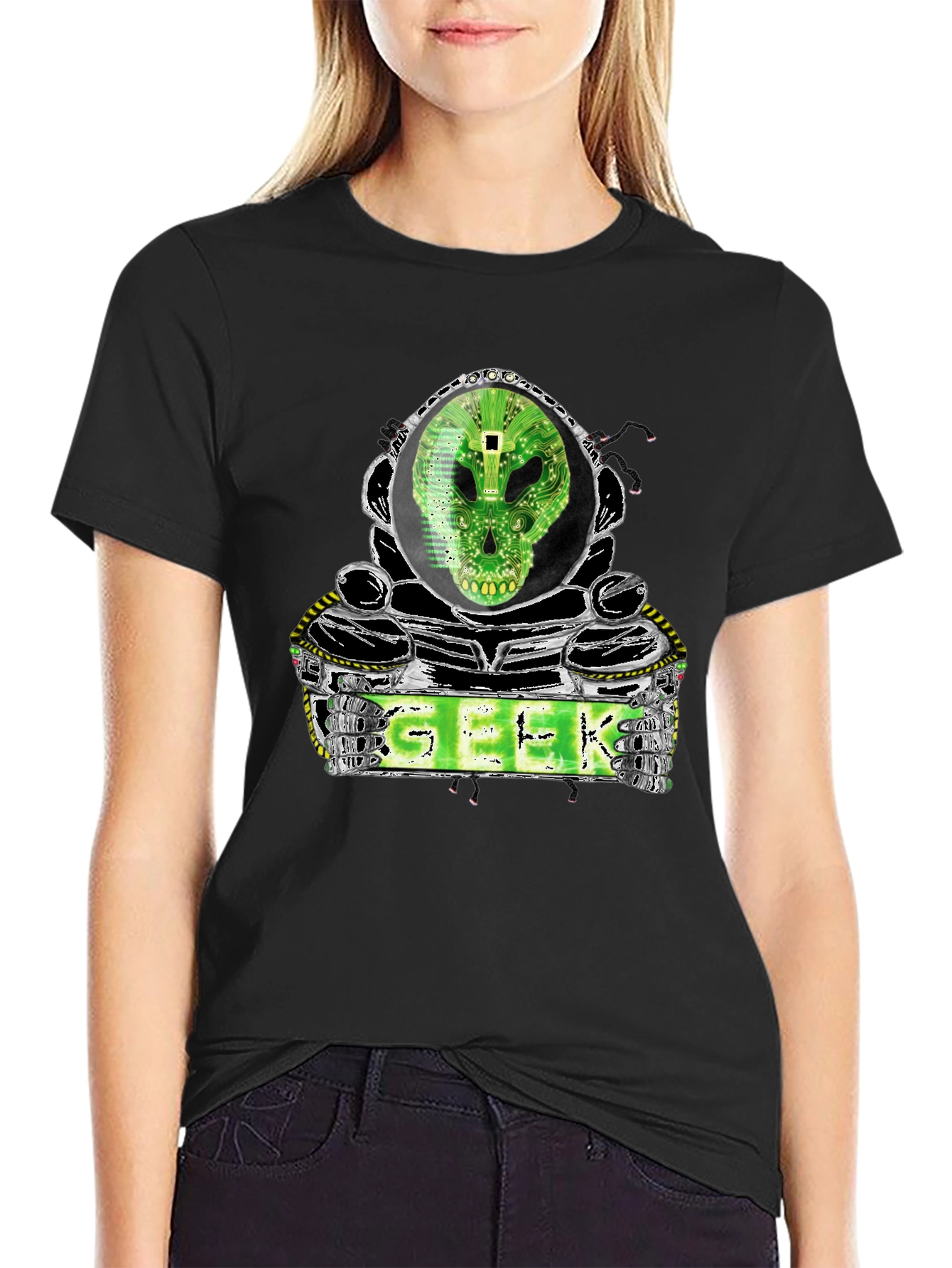 Geek Alien Tech Skull T-Shirt