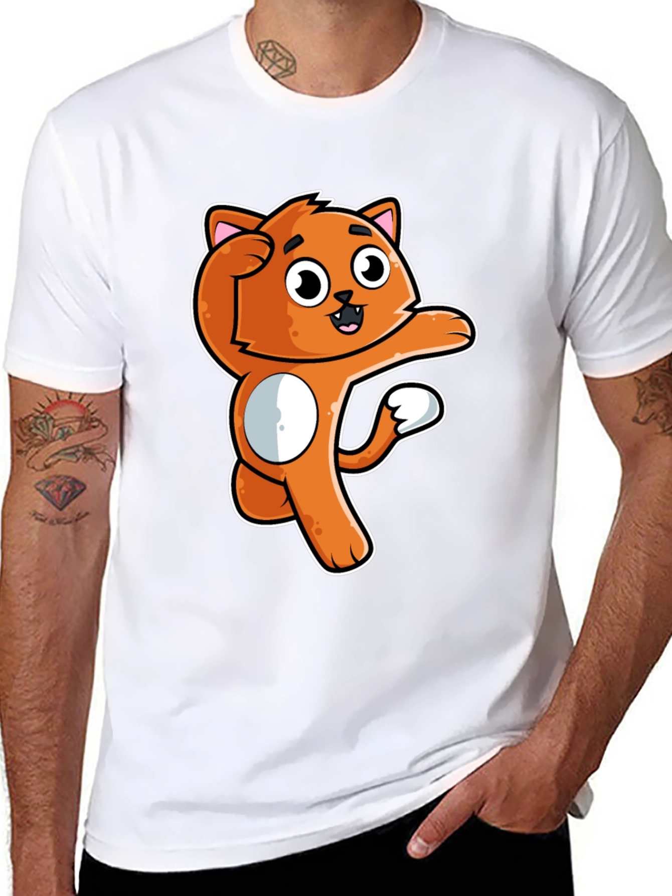 Funny Orange Cat Cartoon T-Shirt