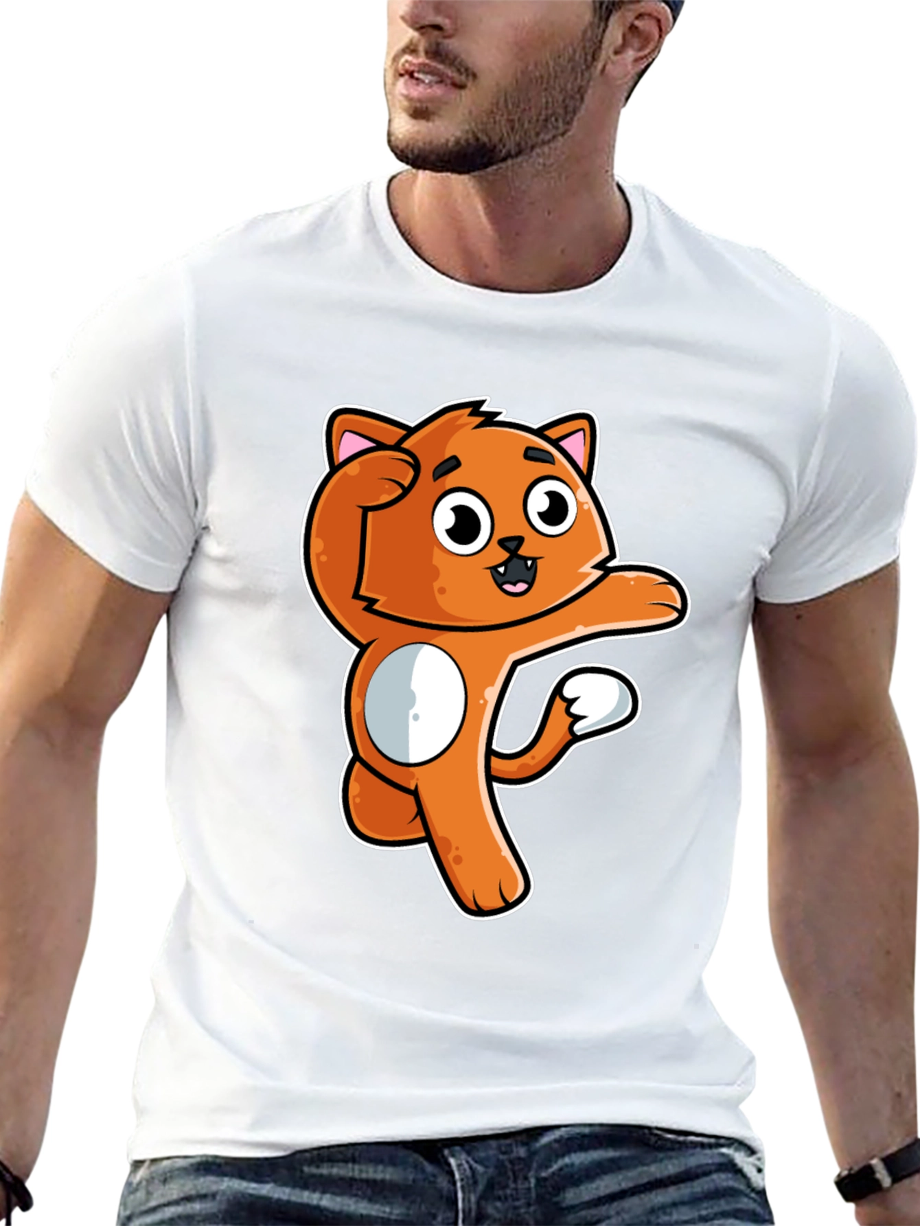 Funny Orange Cat Cartoon T-Shirt