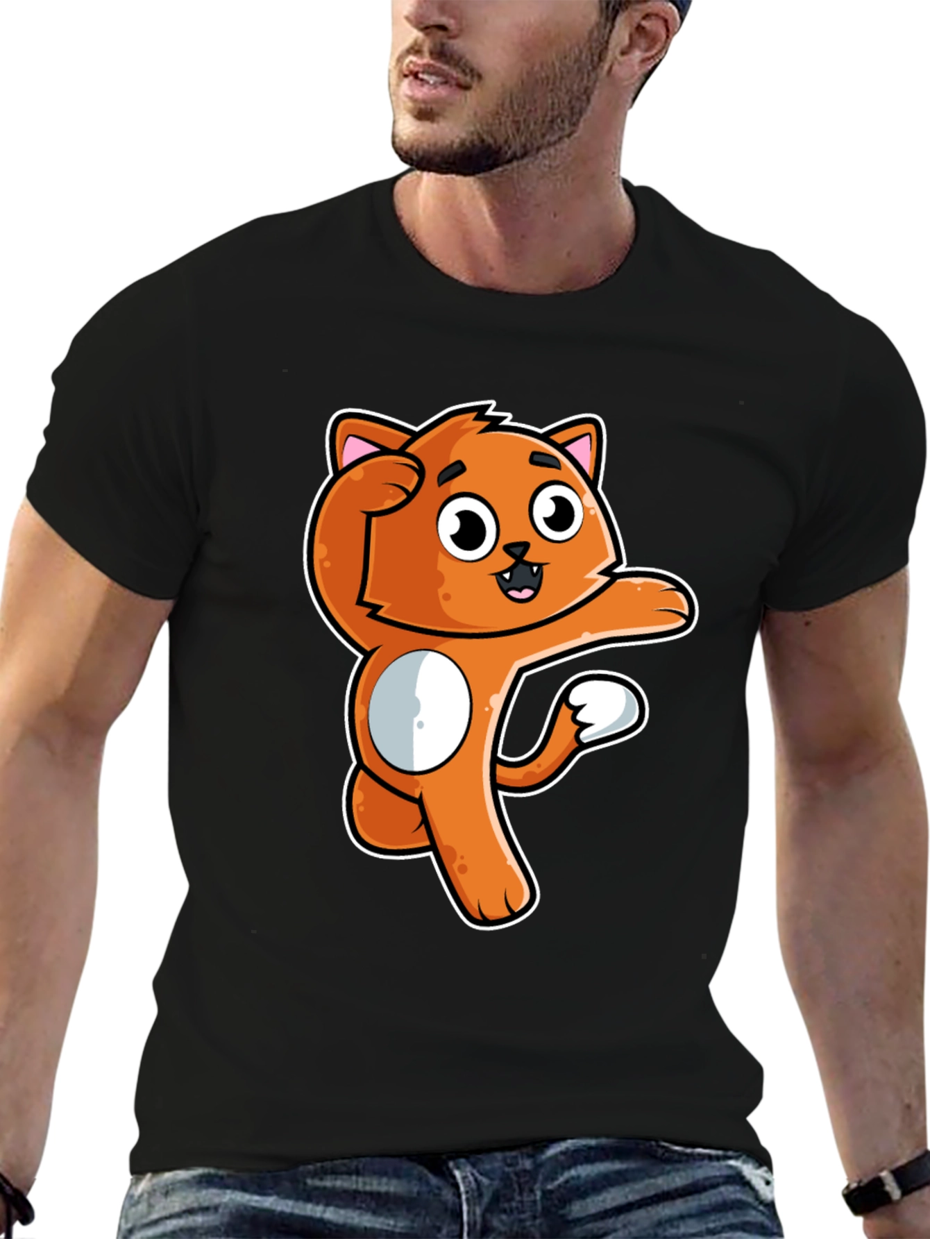 Funny Orange Cat Cartoon T-Shirt
