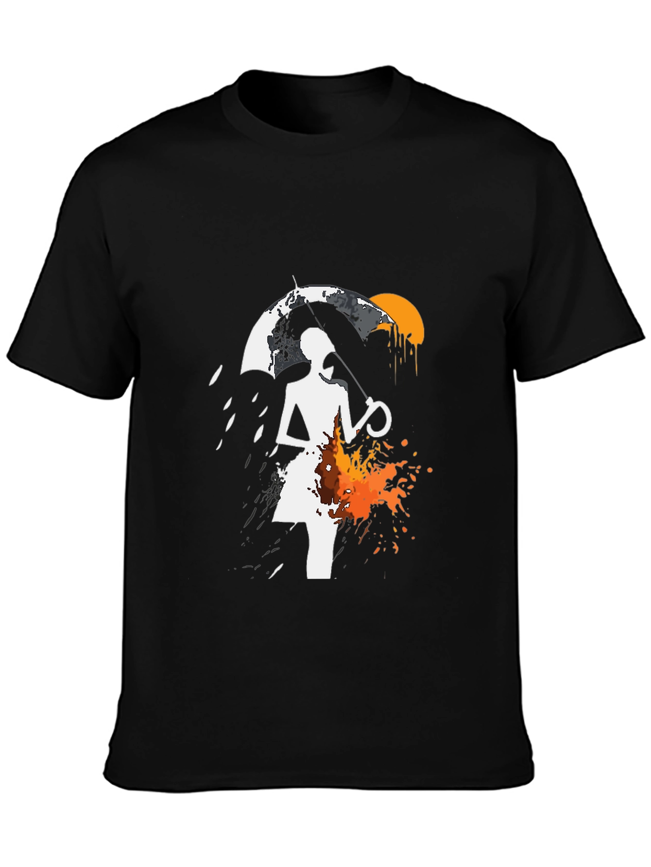 Abstract Umbrella Graphic Tee - Black Cotton Blend