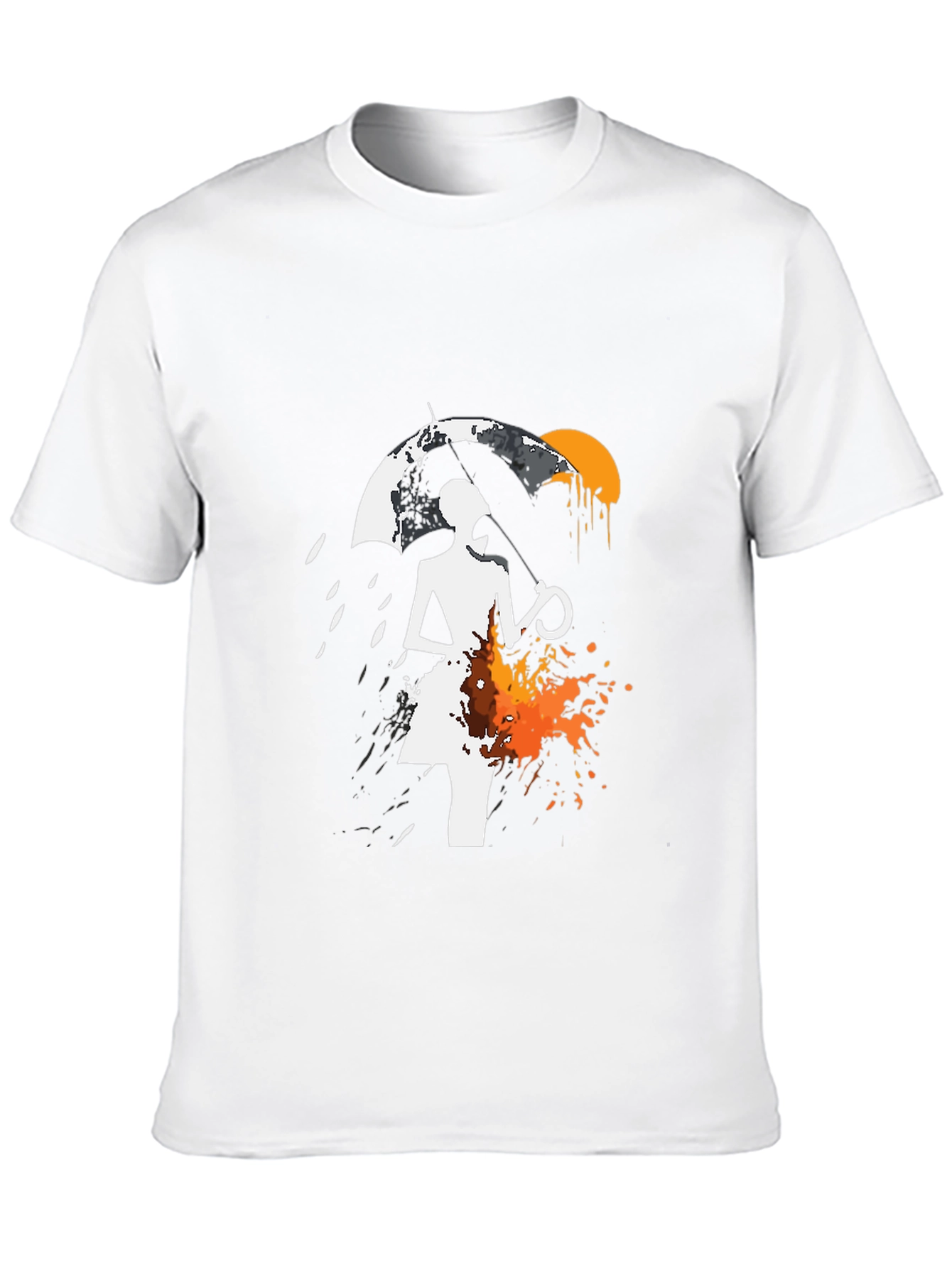 Abstract Umbrella Graphic Tee - Black Cotton Blend