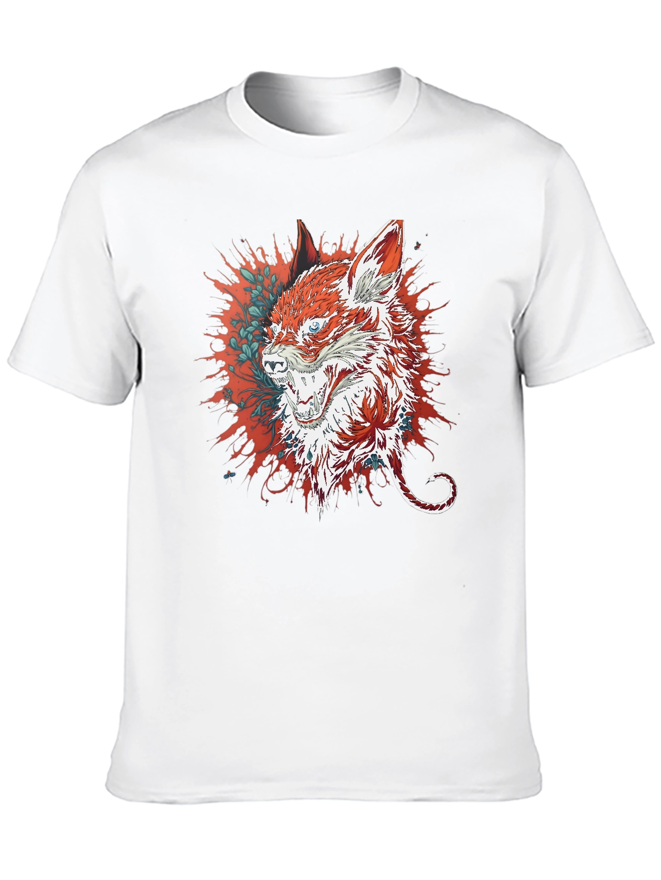 Mens Black T-Shirt with Fox Graphic
