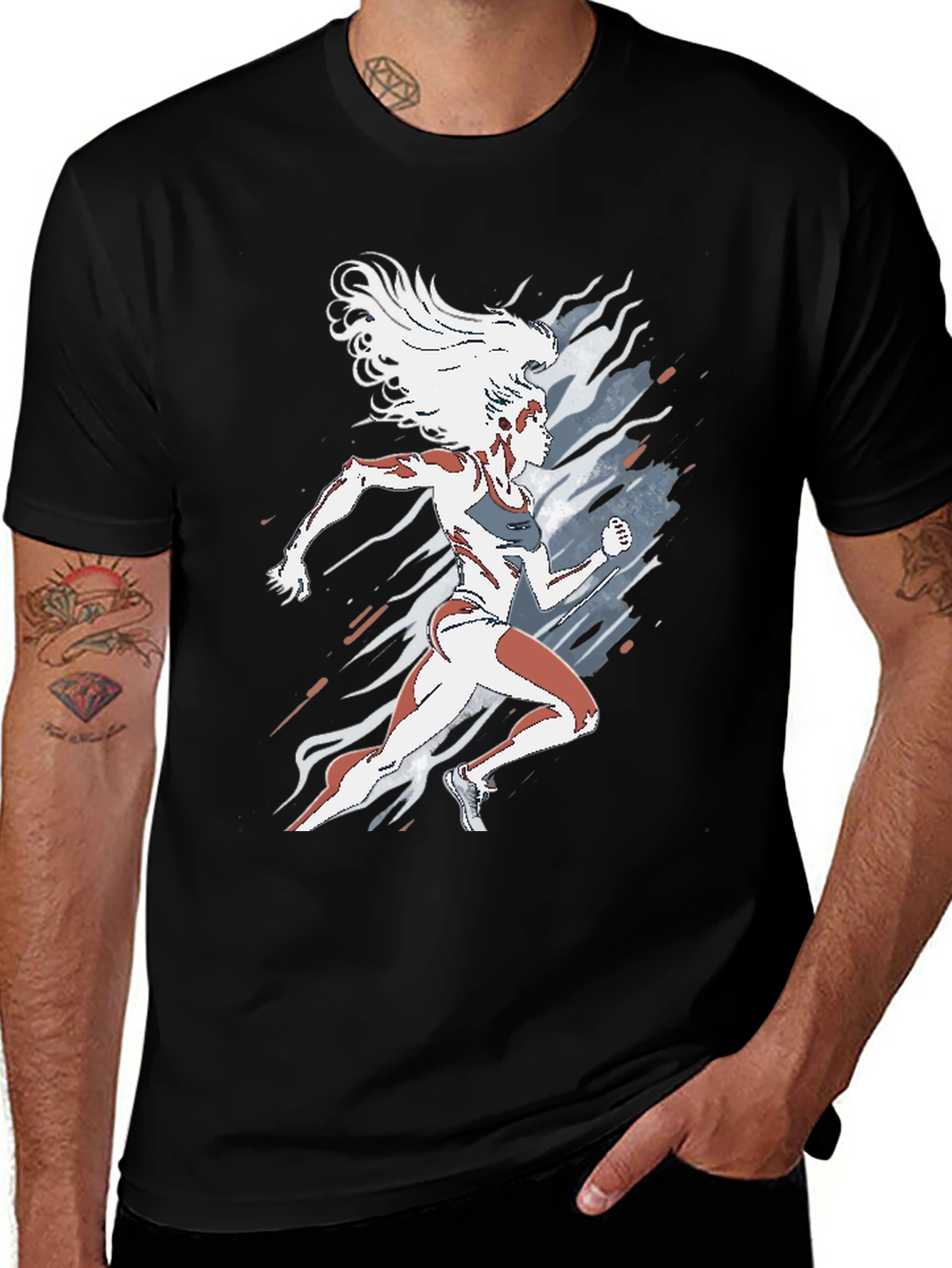 Womens Running Graphic Tee - Black