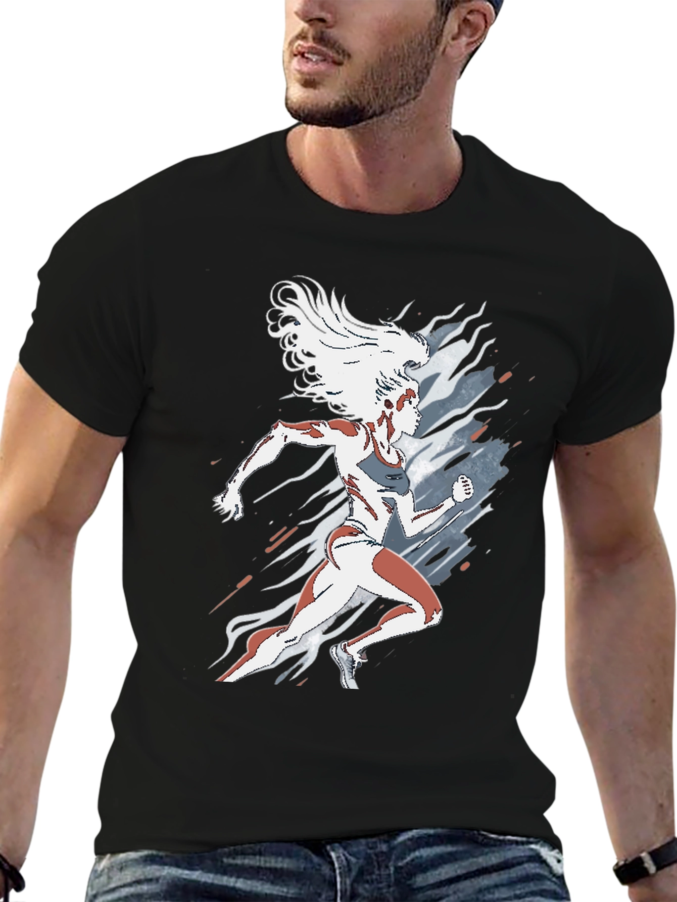 Womens Running Graphic Tee - Black