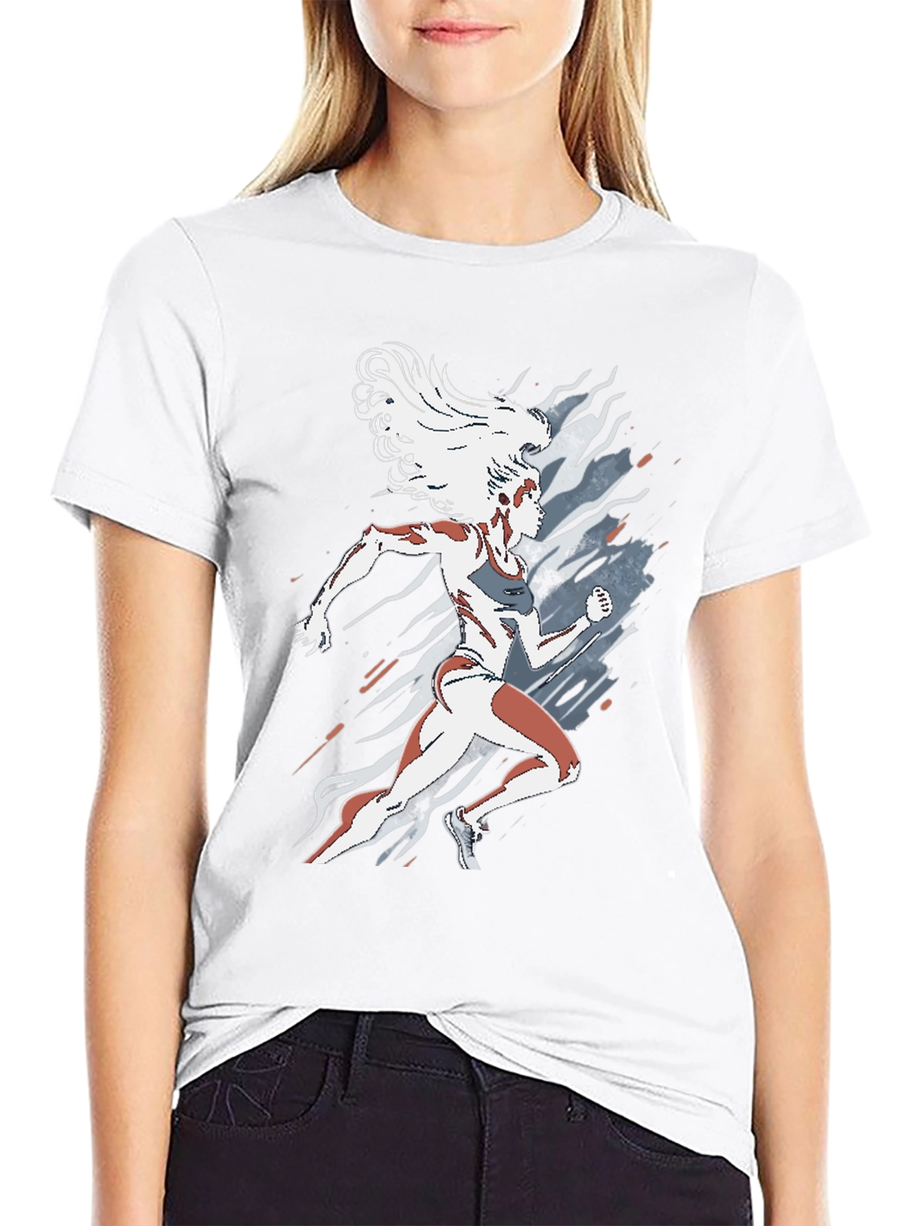 Womens Running Graphic Tee - Black