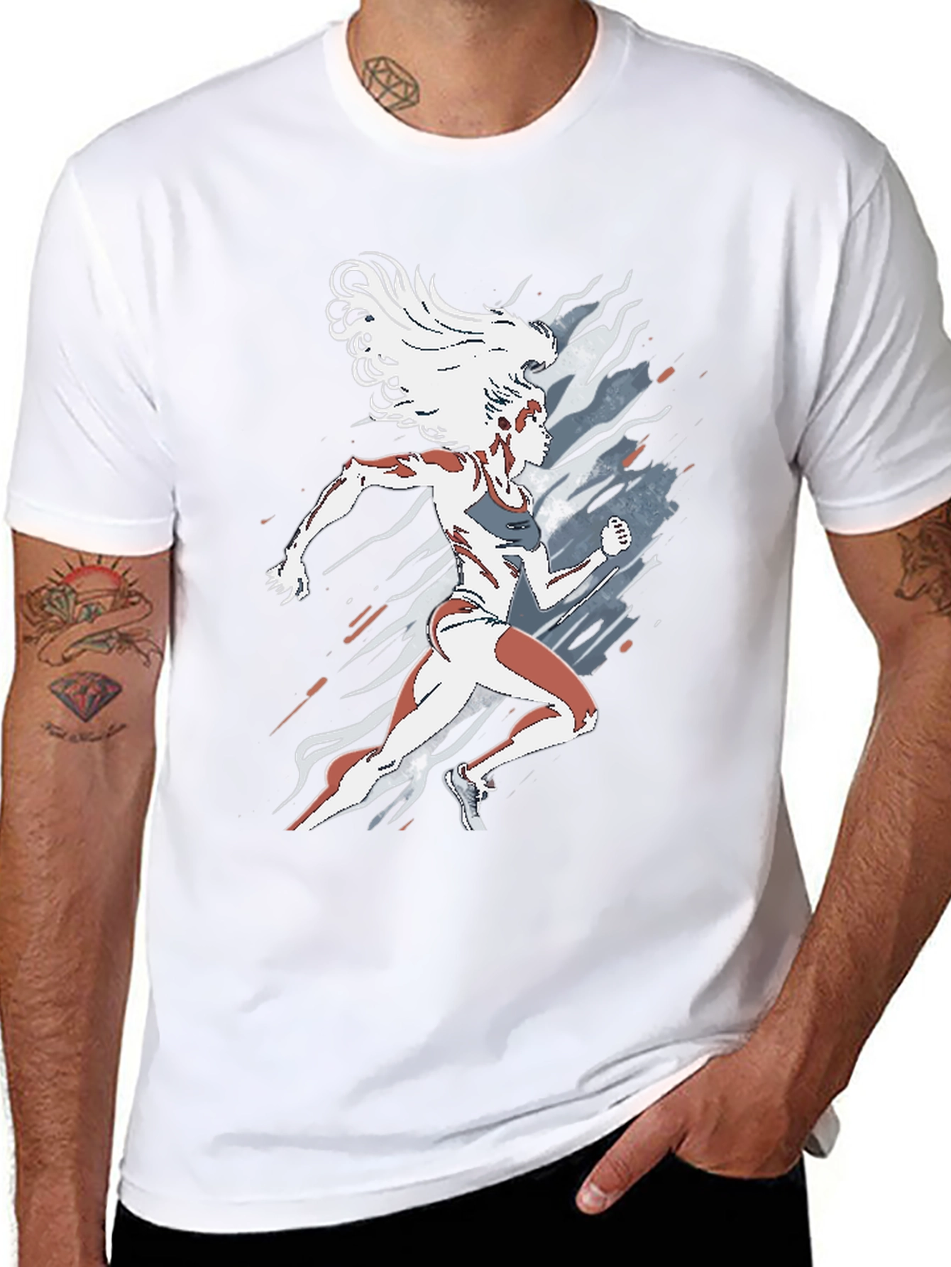 Womens Running Graphic Tee - Black