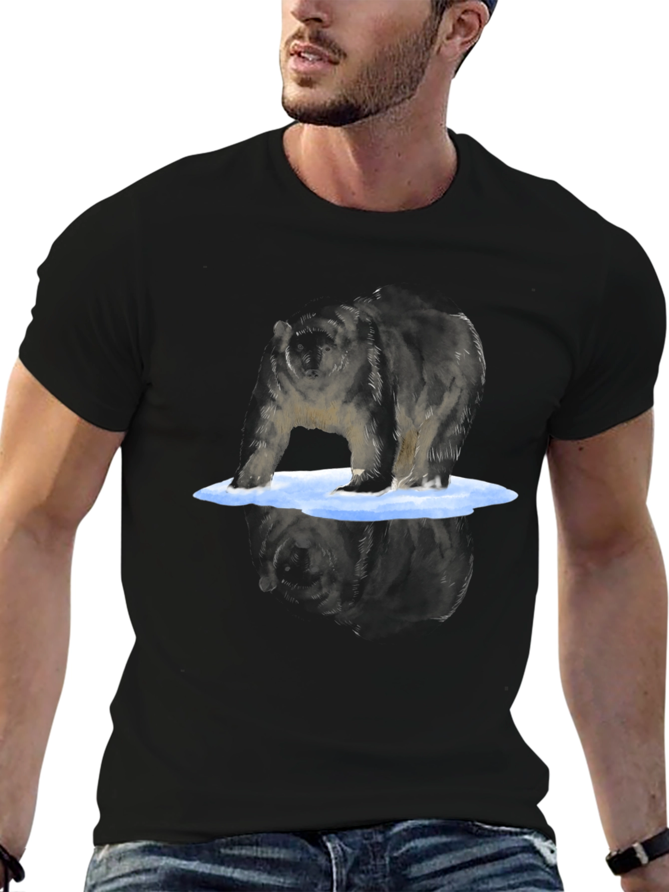 Bear Graphic Tee - Cool Reflective Print