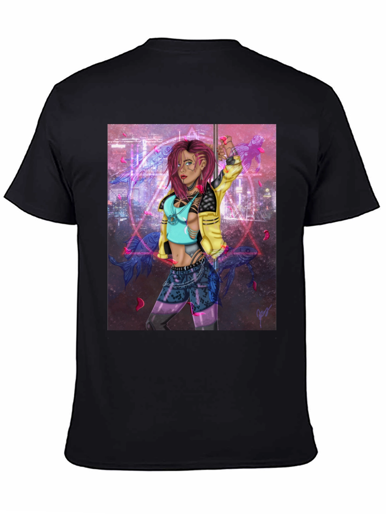 Cyberpunk Girl Graphic Black T-Shirt