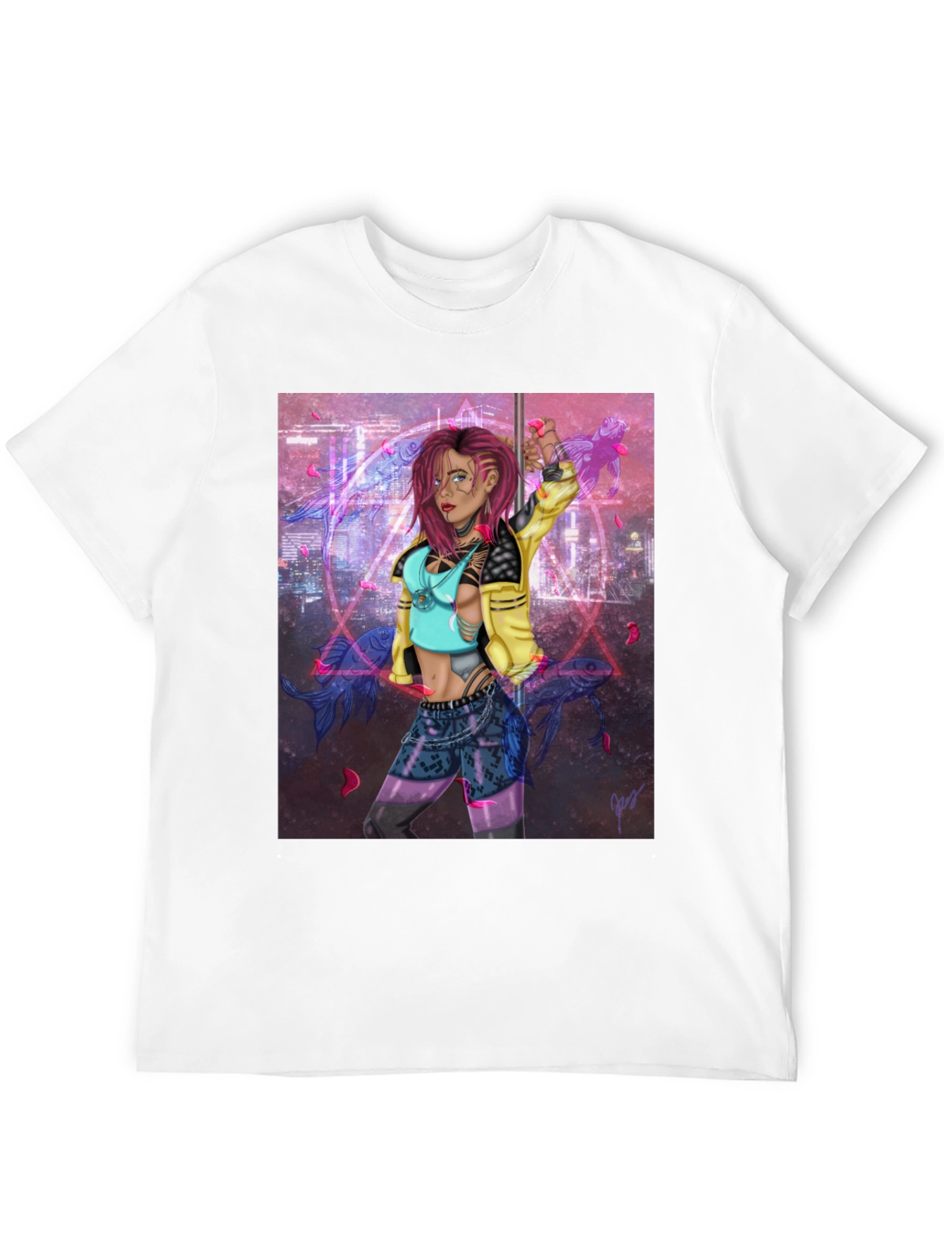 Cyberpunk Girl Graphic Black T-Shirt