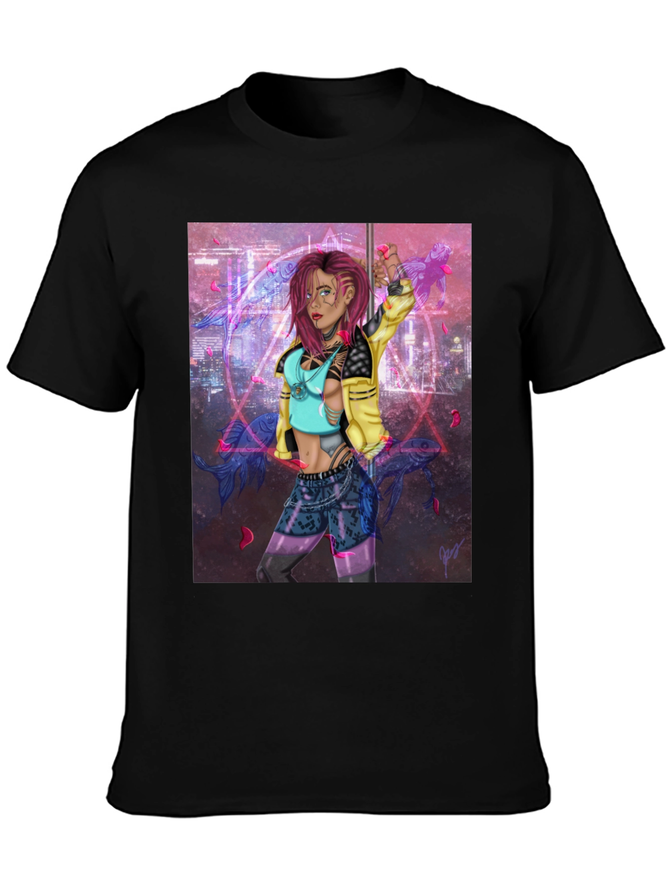Cyberpunk Girl Graphic Black T-Shirt