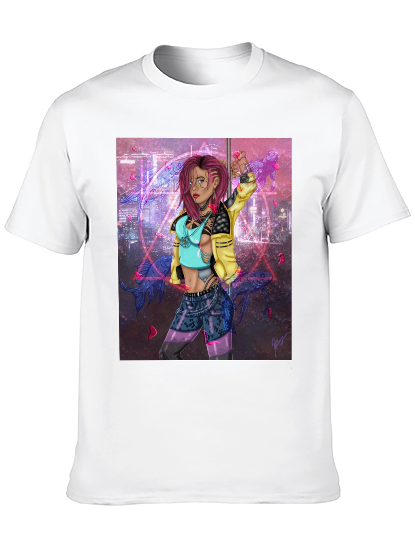 Cyberpunk Girl Graphic Black T-Shirt