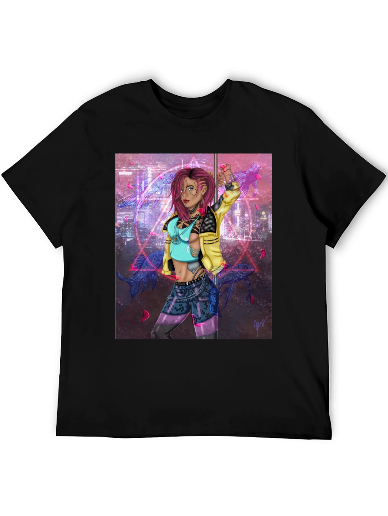 Cyberpunk Girl Graphic Black T-Shirt