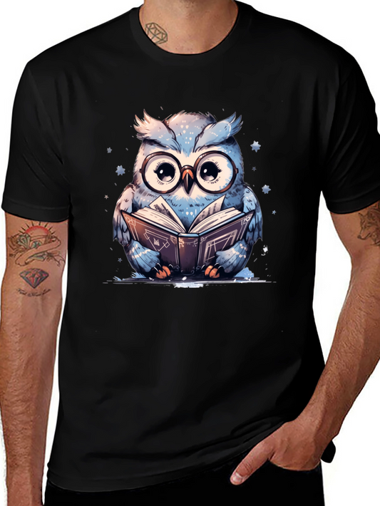Owl Reading Book T-Shirt - Cute Animal Graphic Tee