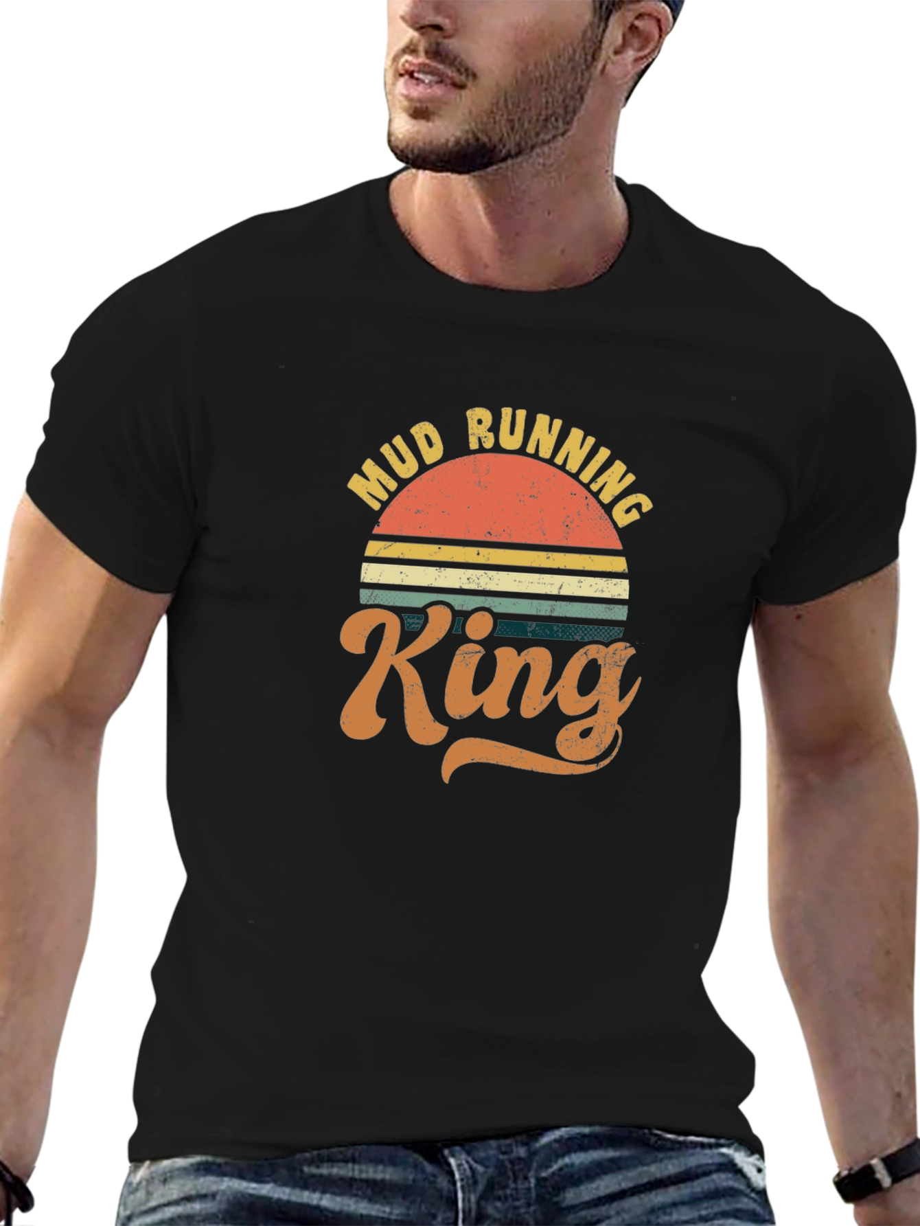 Mud Running King Retro Graphic Tee - Black