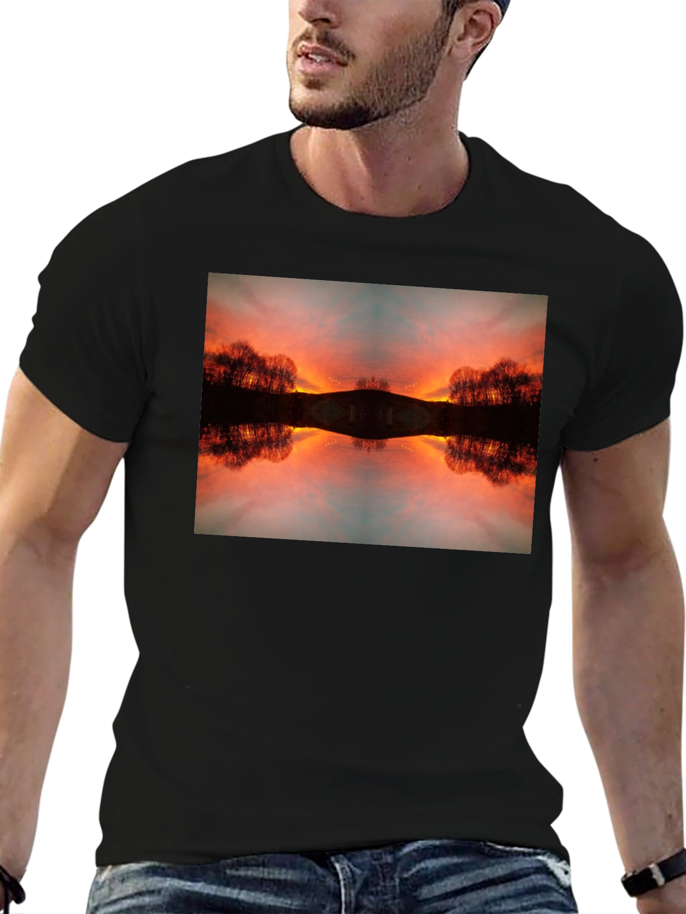 Sunset Reflection Graphic Tee - Black