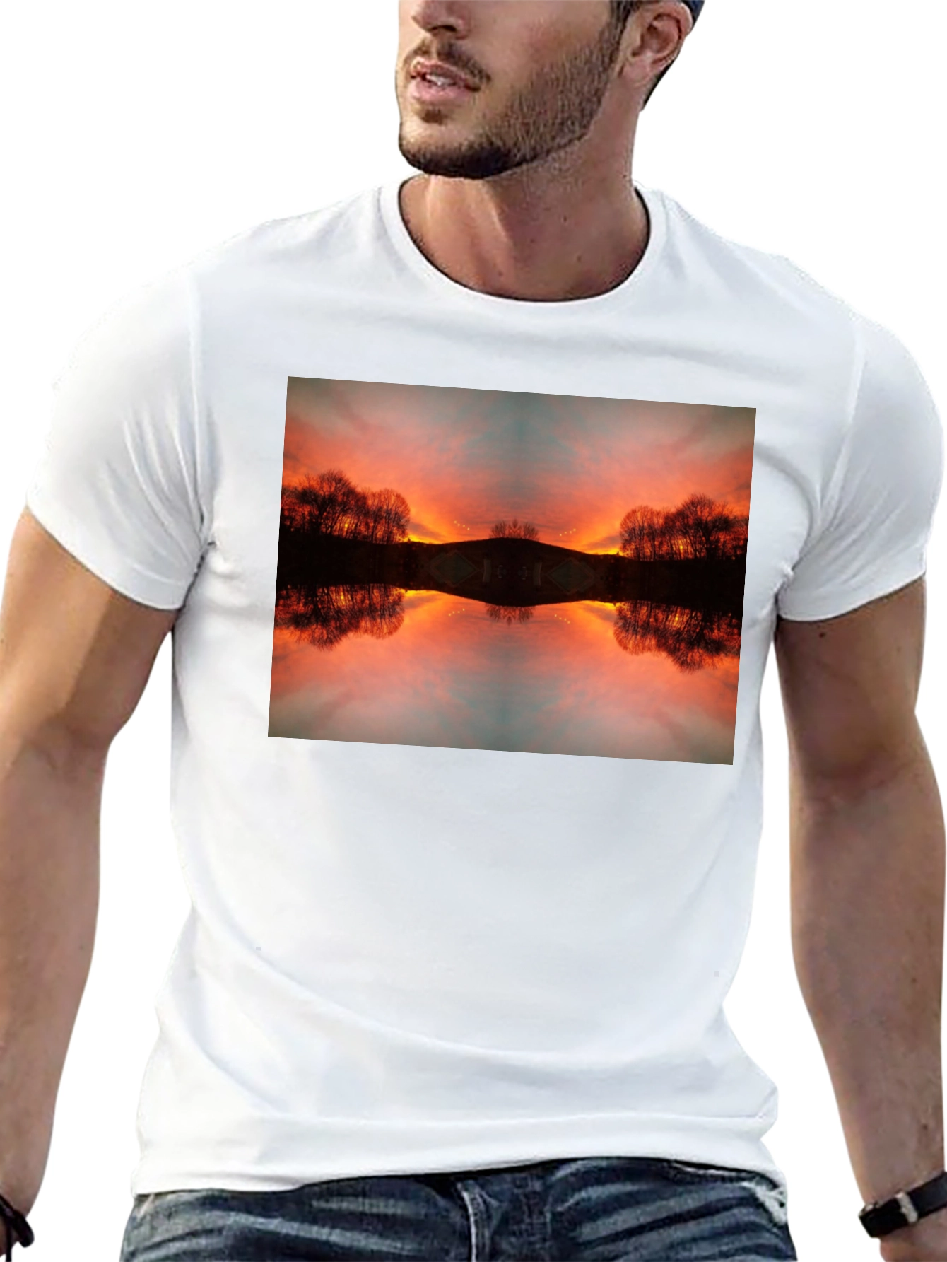 Sunset Reflection Graphic Tee - Black