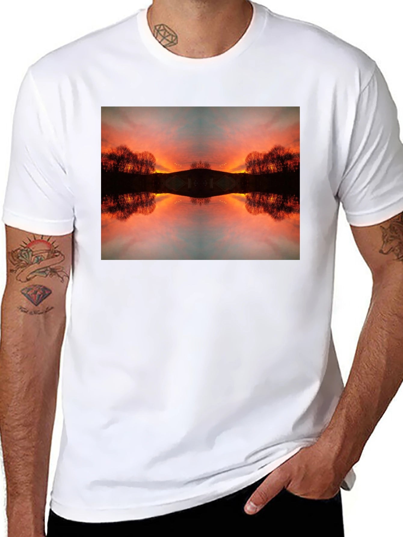 Sunset Reflection Graphic Tee - Black
