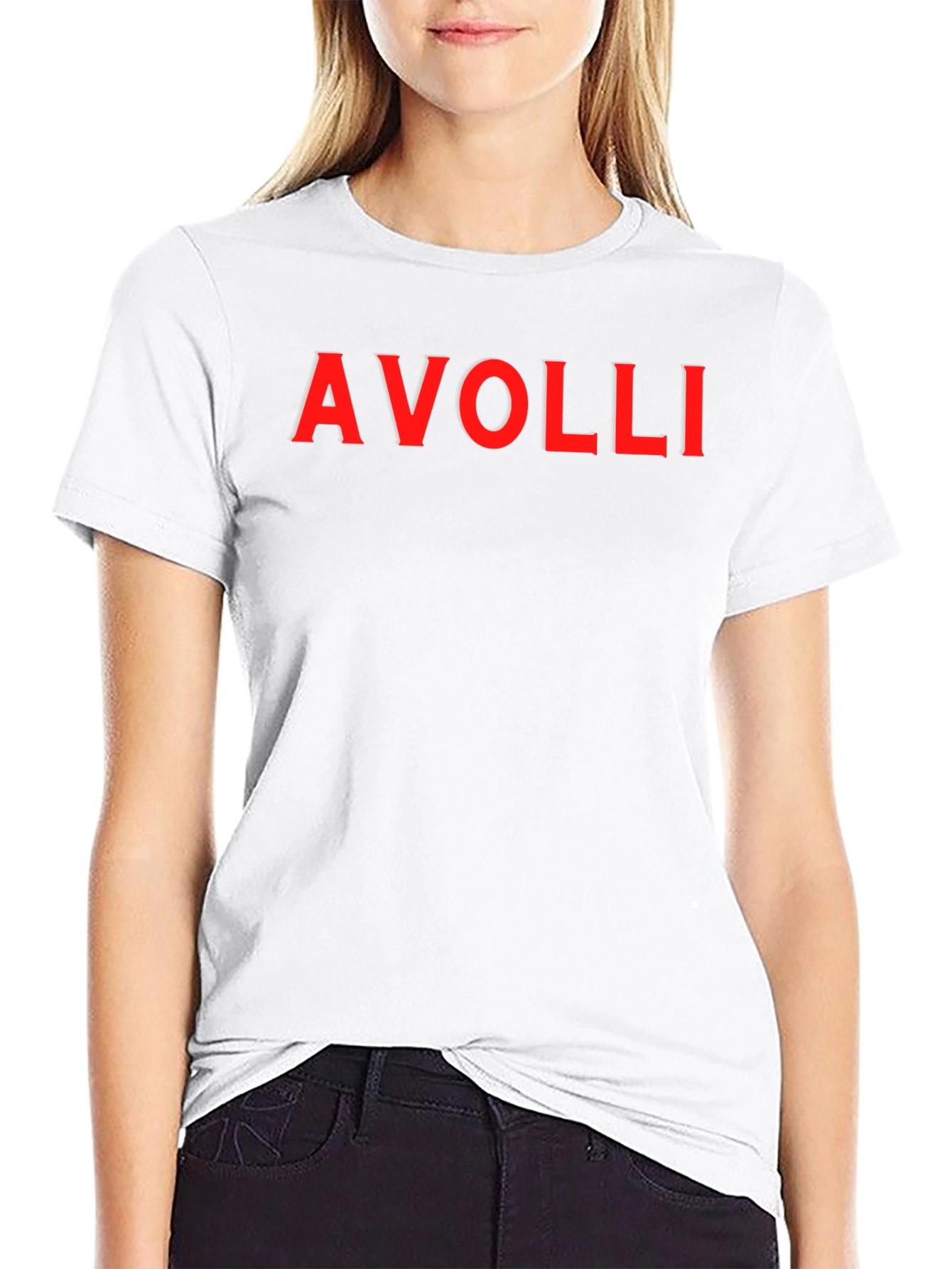 AVOLLI Red Logo Black Short Sleeve Tee