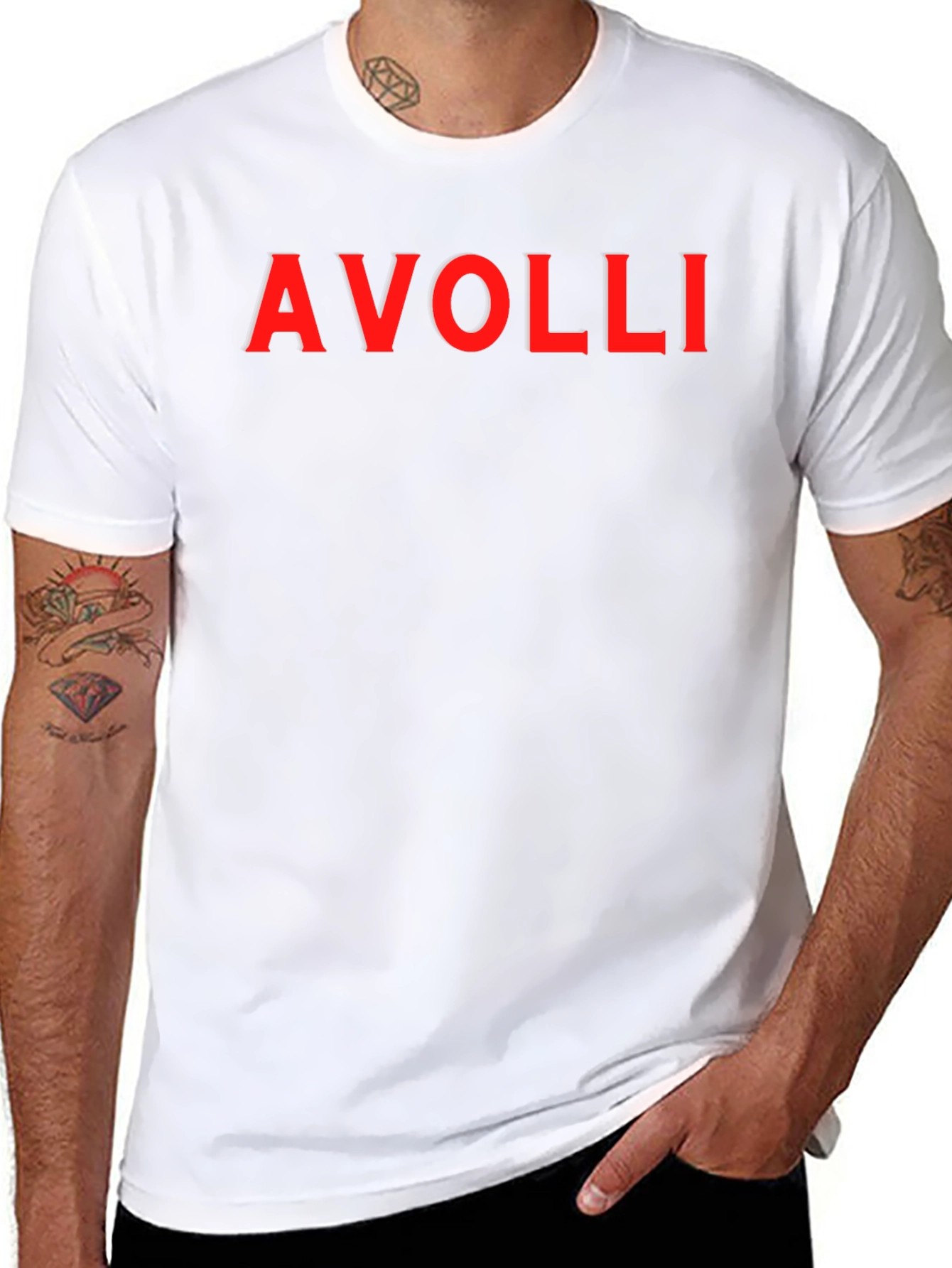 AVOLLI Red Logo Black Short Sleeve Tee