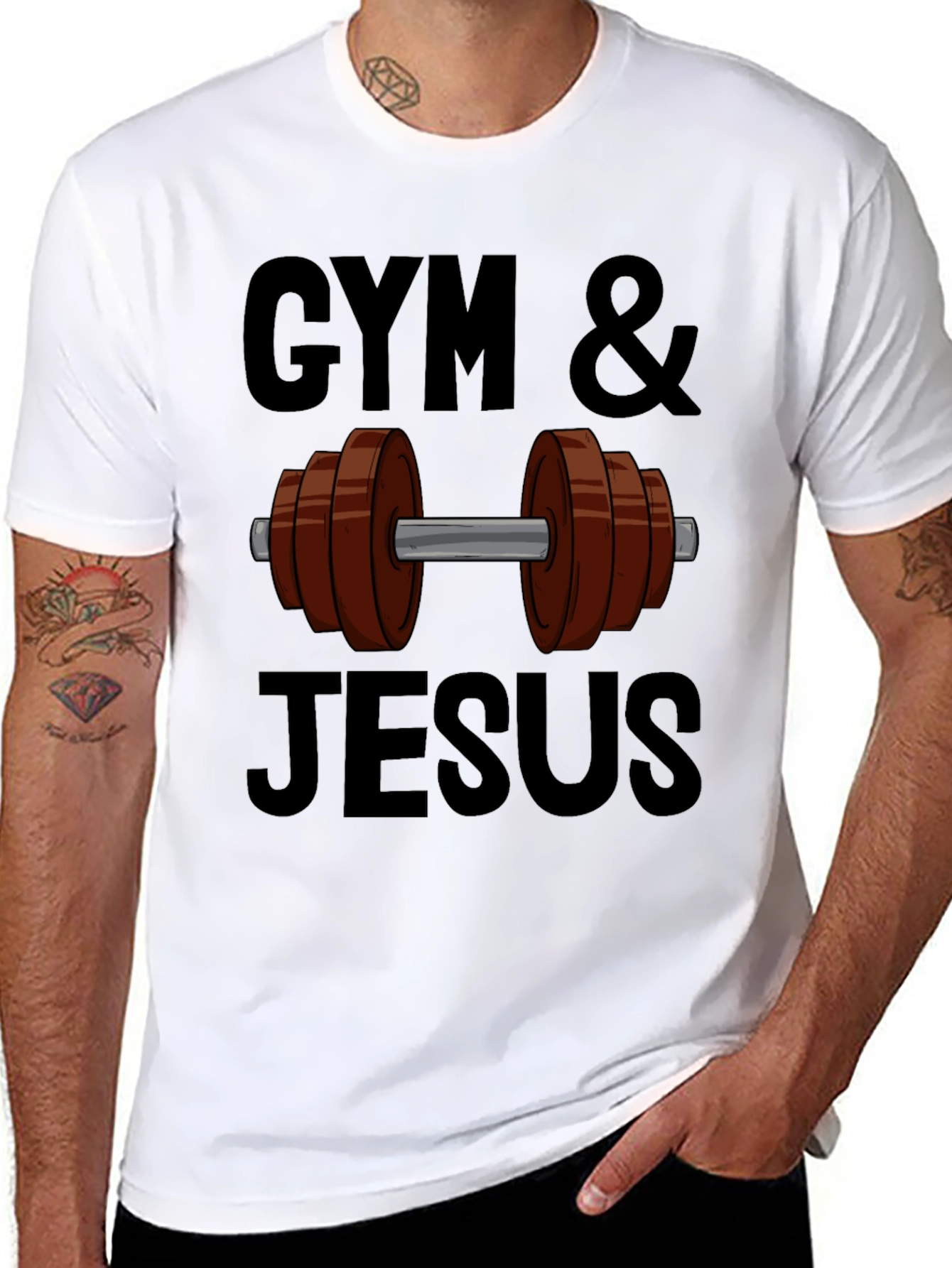 Gym & Jesus Graphic T-Shirt