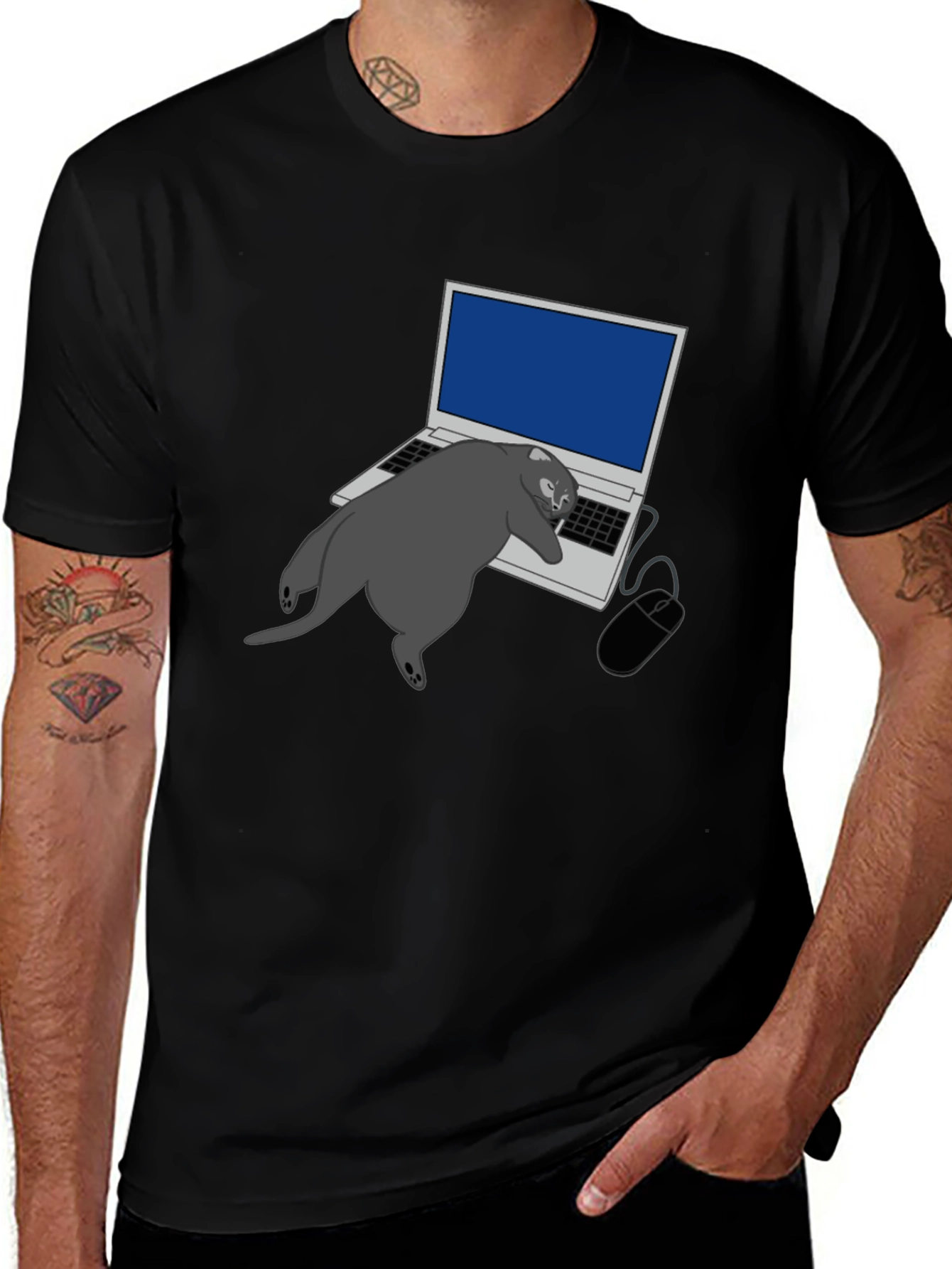 Cat Nap Laptop Graphic Tee