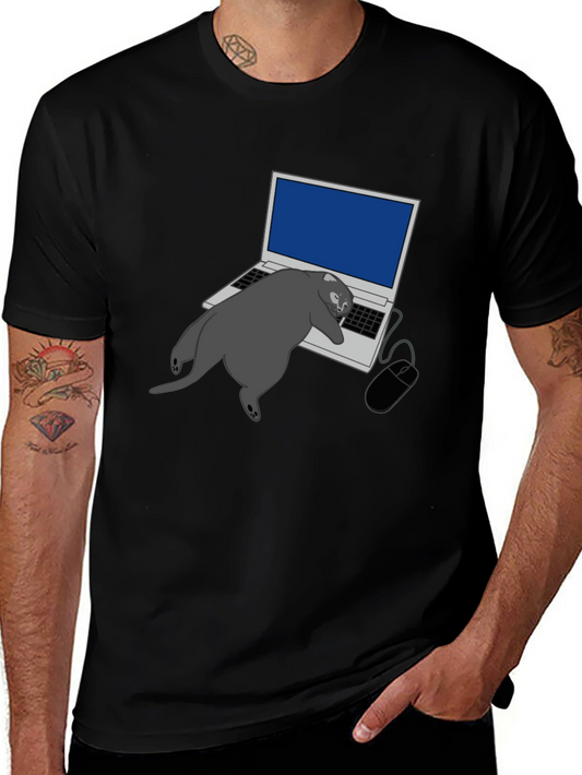 Cat Nap Laptop Graphic Tee